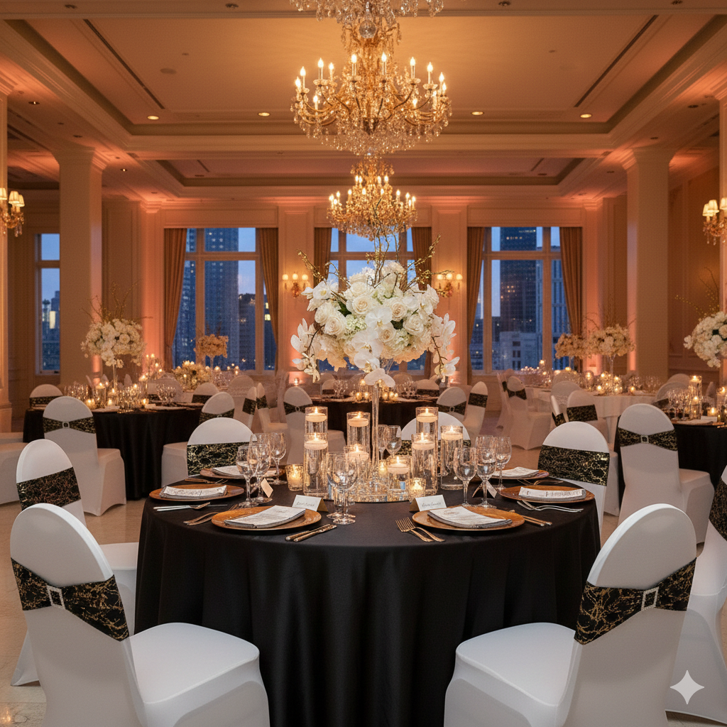 black and gold marble spandex bands for weddings