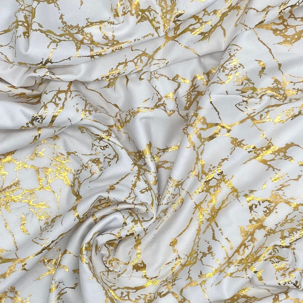 White With Gold Marble spandex swatches