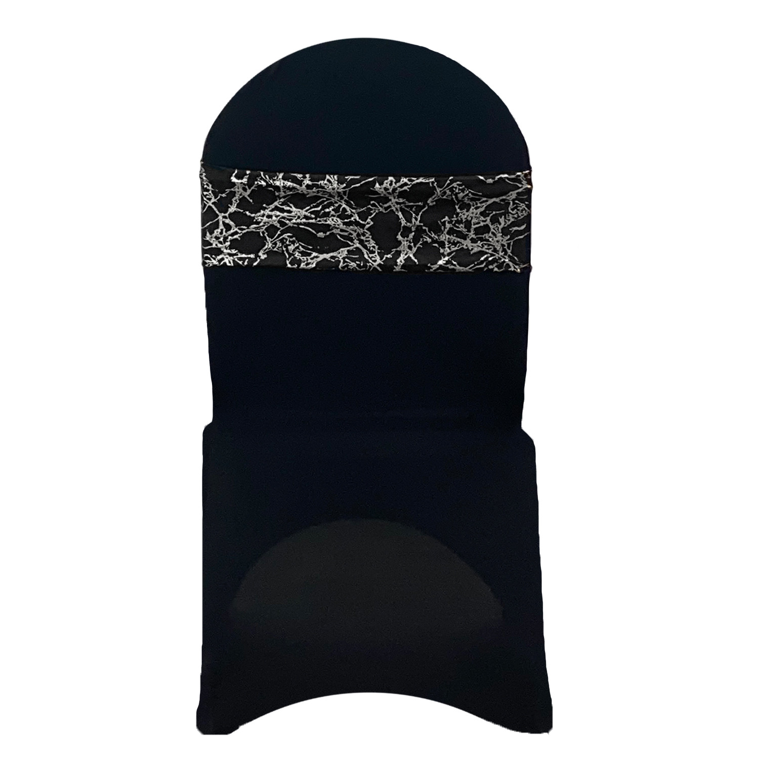 10 Pack Stretch Spandex Chair Bands Black With Silver Marbling