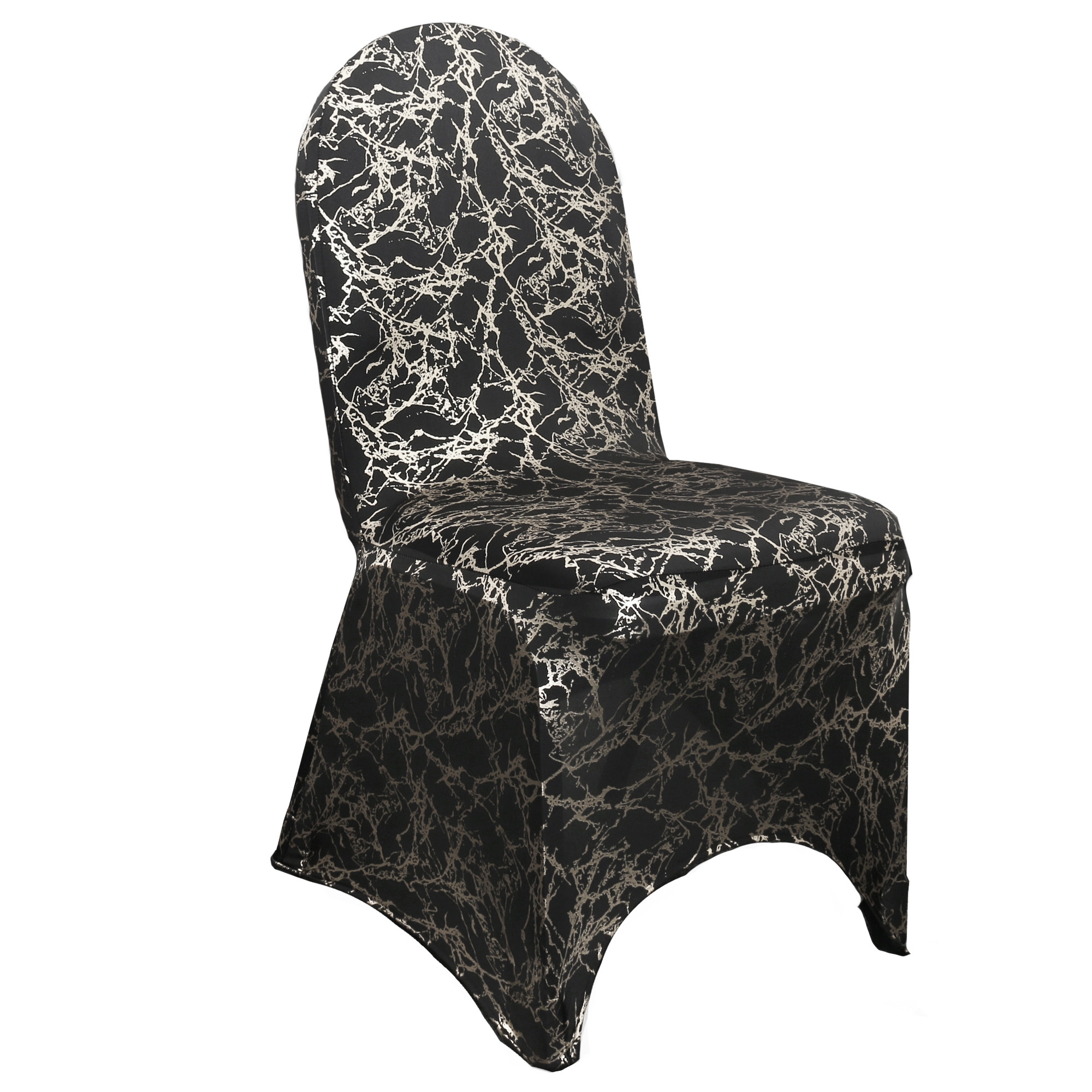 Stretch Spandex Banquet Chair Cover Black With Silver Marbling