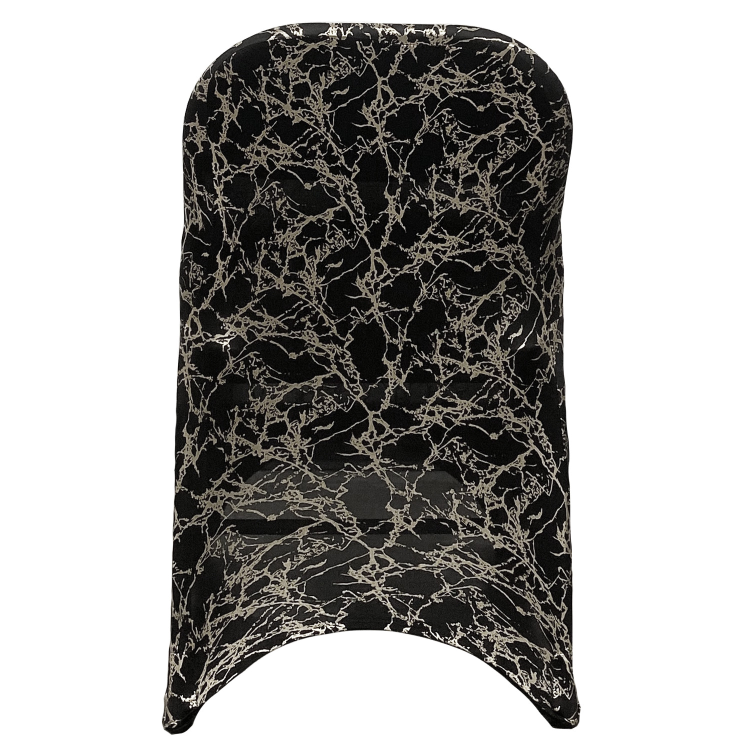 Stretch Spandex Folding Chair Cover Black With Silver Marbling Back