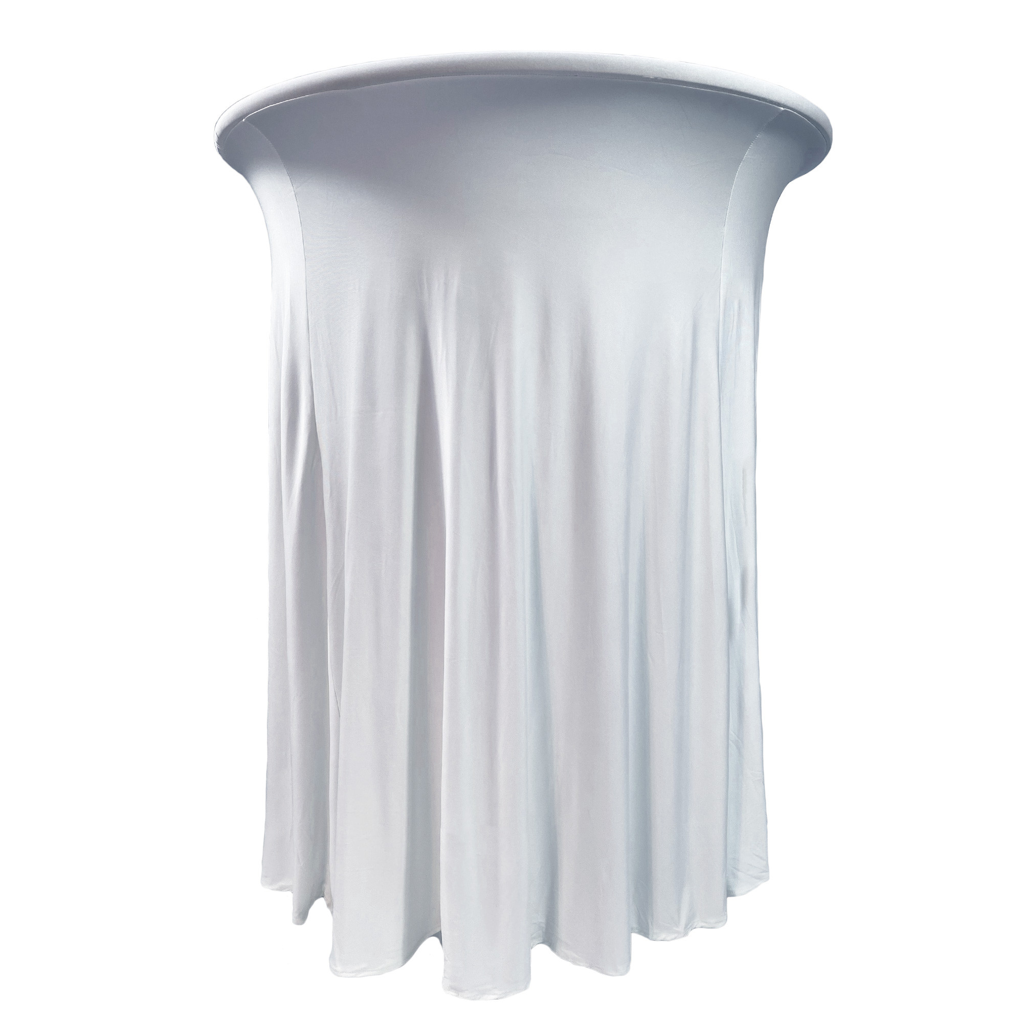 30 inch Highboy Cocktail Round Wavy Draping Stretch Spandex Table Cover White  Draping