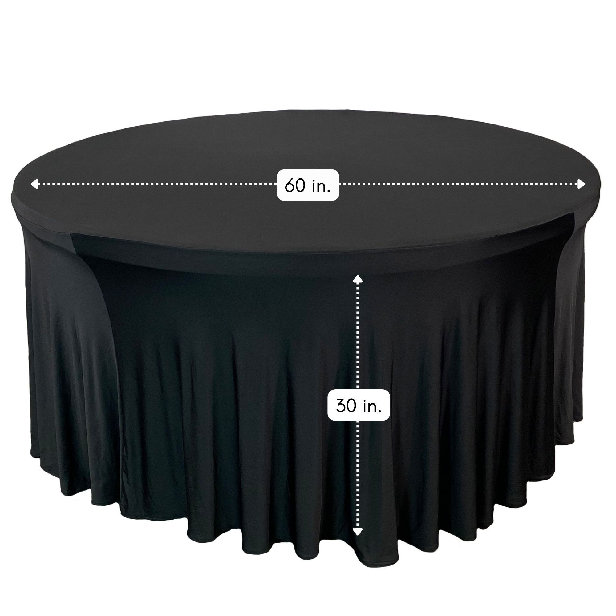 Stretch Spandex 5 ft Round Wavy Draping Table Cover Black Dimensions