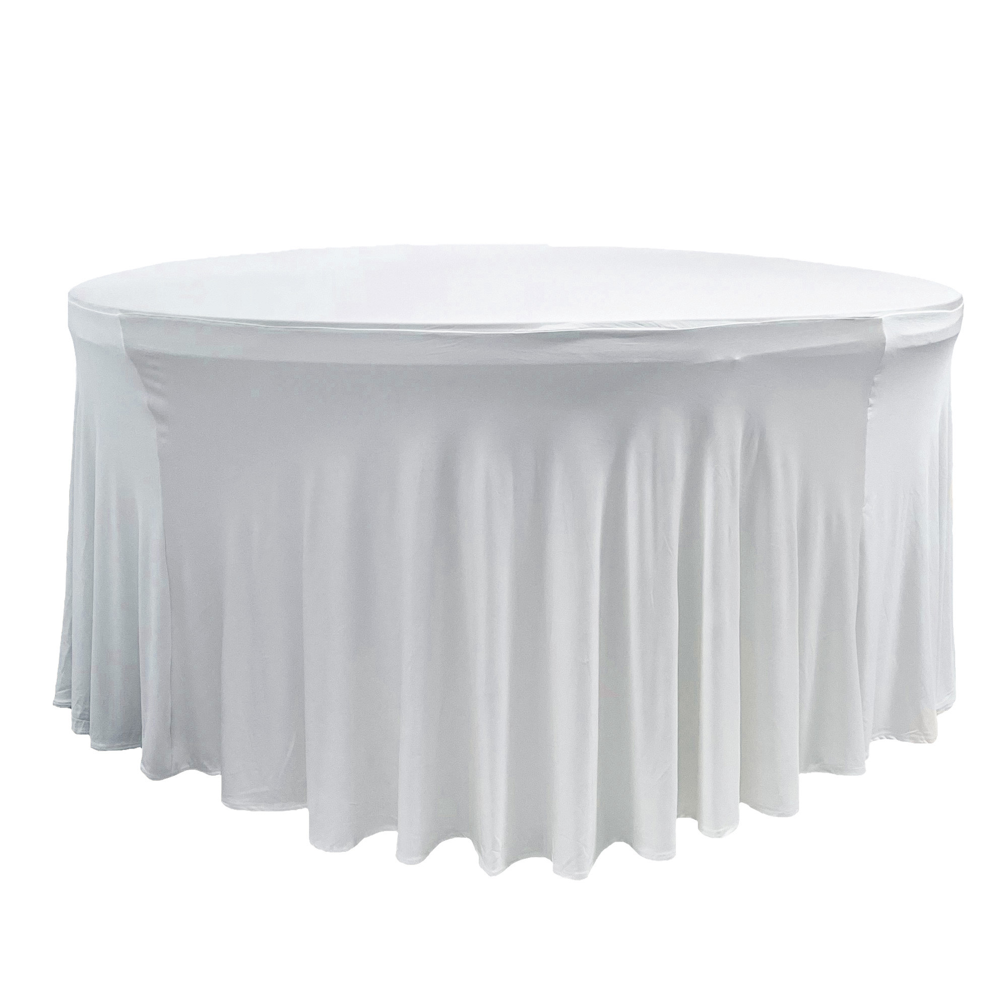Stretch Spandex 5 ft Round Wavy Draping Table Cover White