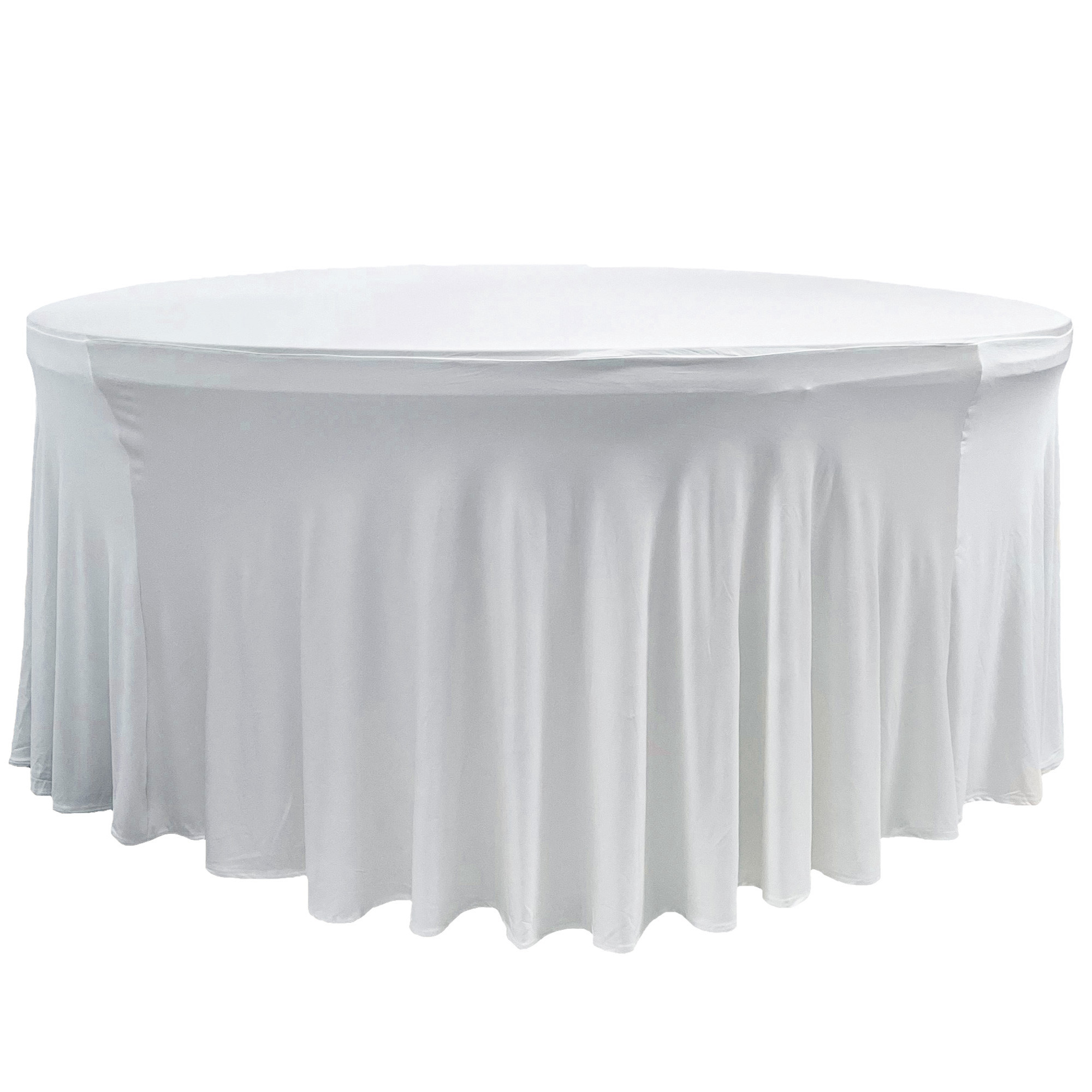 Stretch Spandex 6 ft Round Wavy Draping Table Cover White