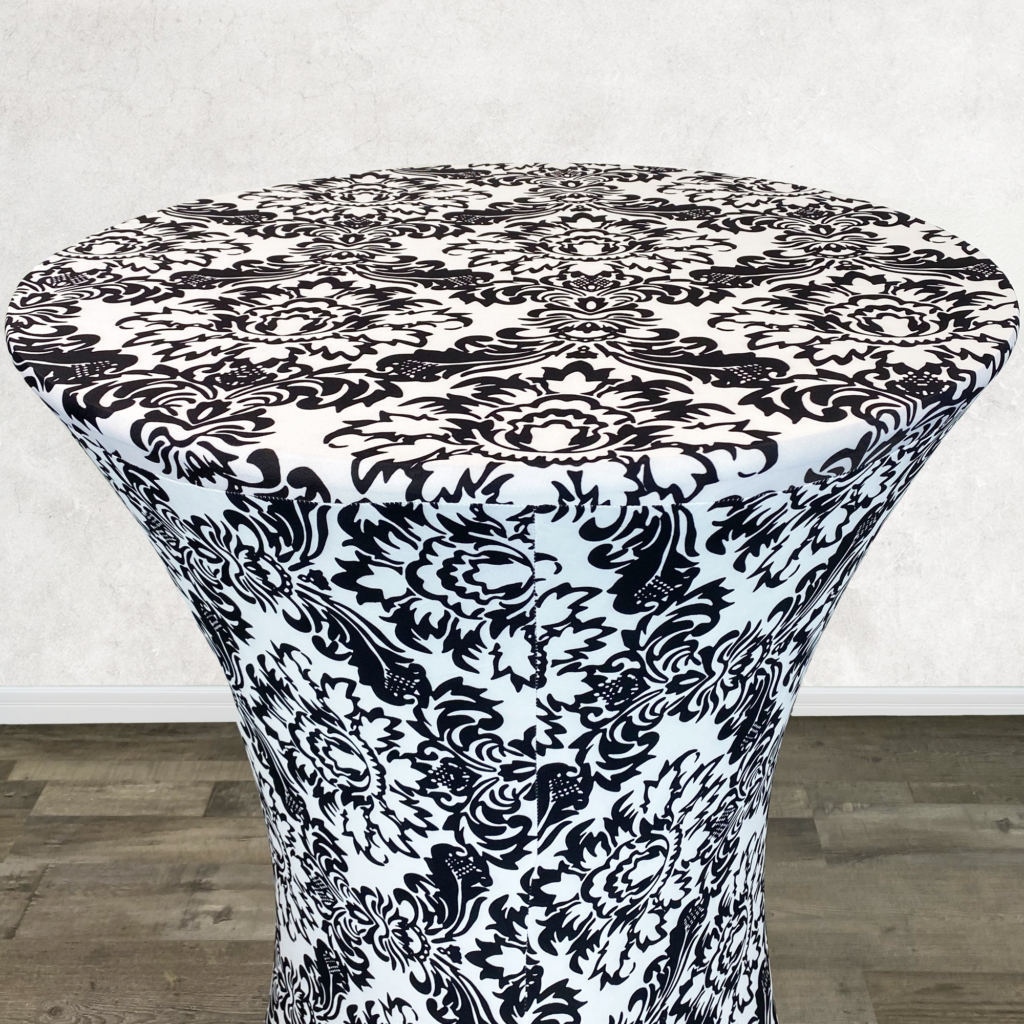 30 Inch Highboy Cocktail Round Stretch Spandex Table Cover Damask Top