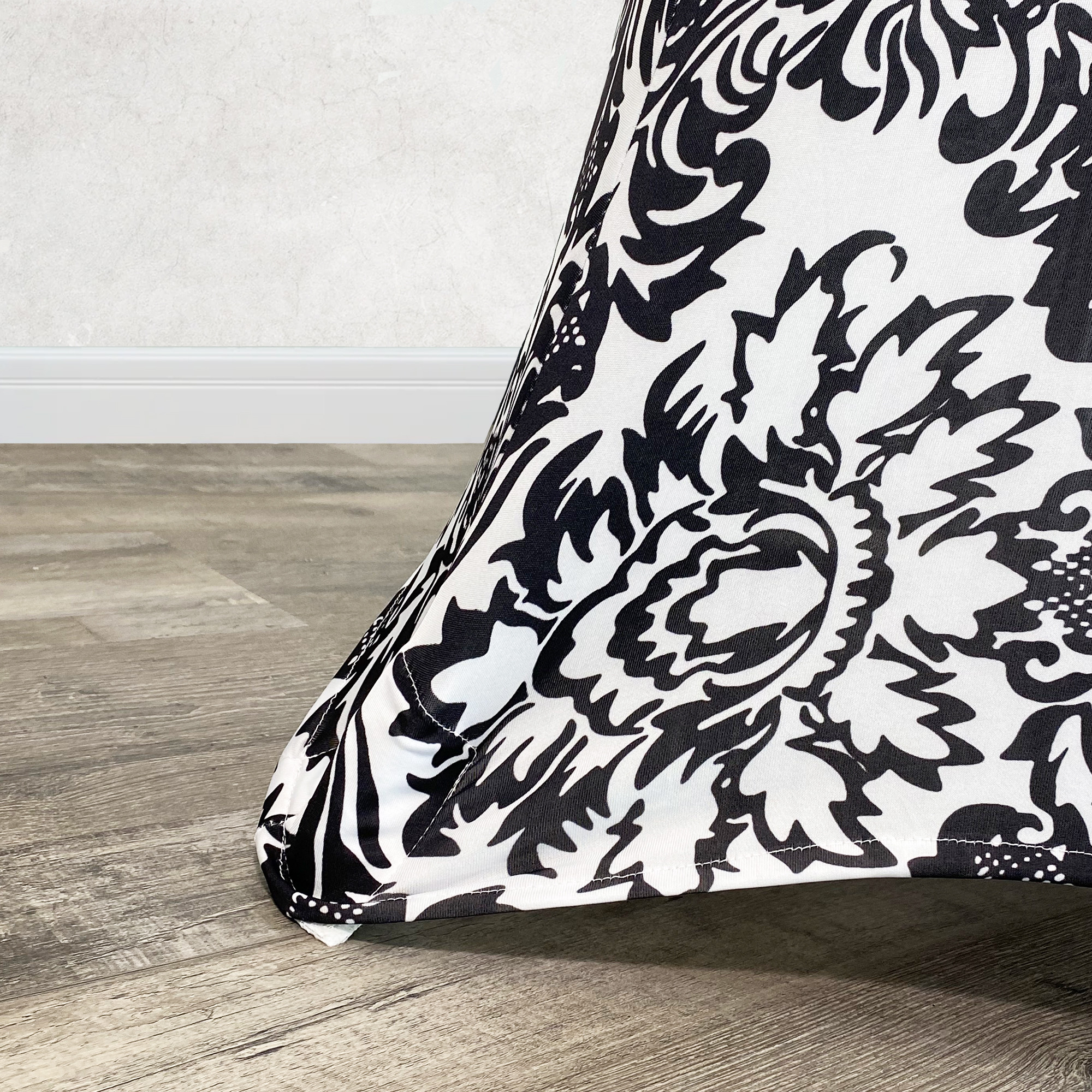 30 Inch Highboy Cocktail Round Stretch Spandex Table Cover Damask Outside Pocket