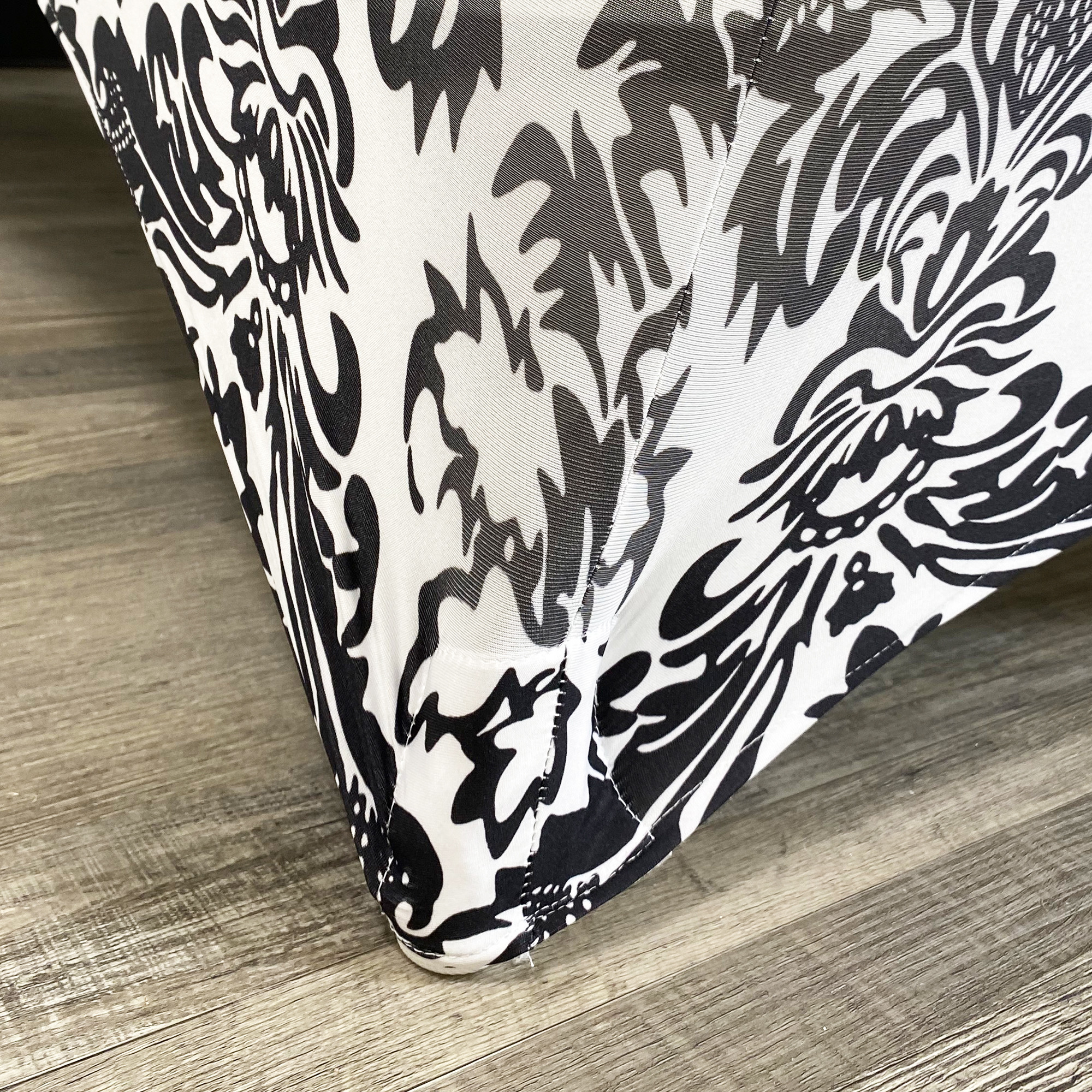 Stretch Spandex 6 Ft Rectangular Table Cover Damask Front Pocket Outside