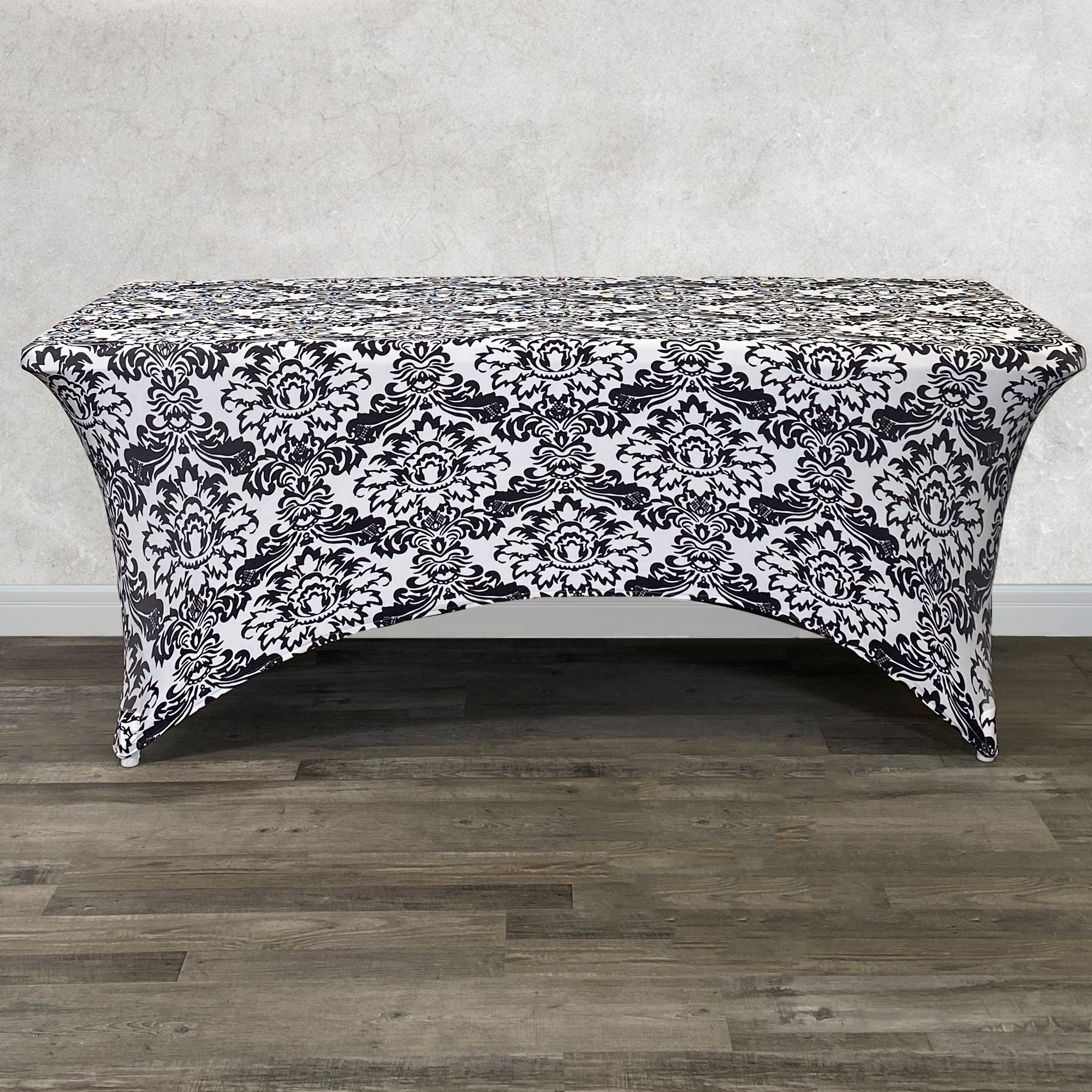 Stretch Spandex 8 Ft Rectangular Table Cover Damask Front