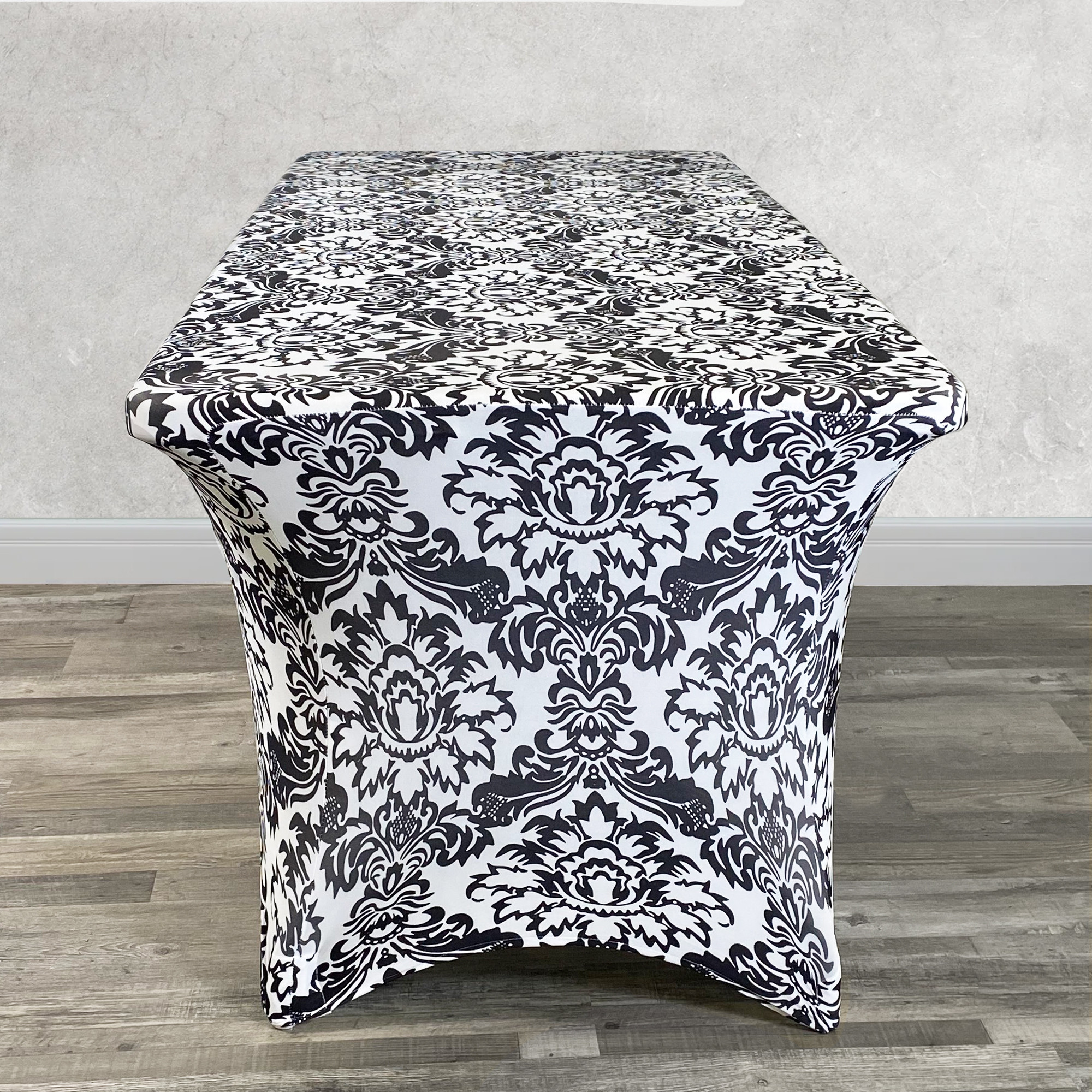 Stretch Spandex 8 Ft Rectangular Table Cover Damask Side