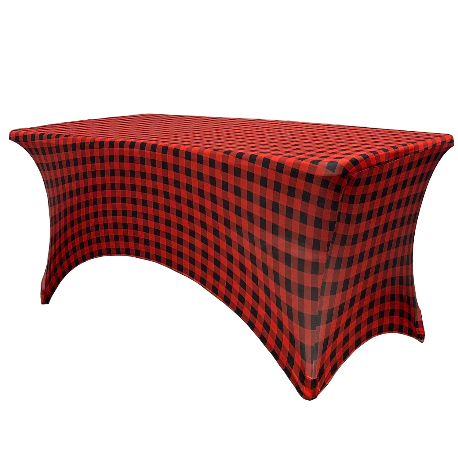 Stretch Spandex 8 Ft Rectangular Table Cover Red Buffalo Plaid