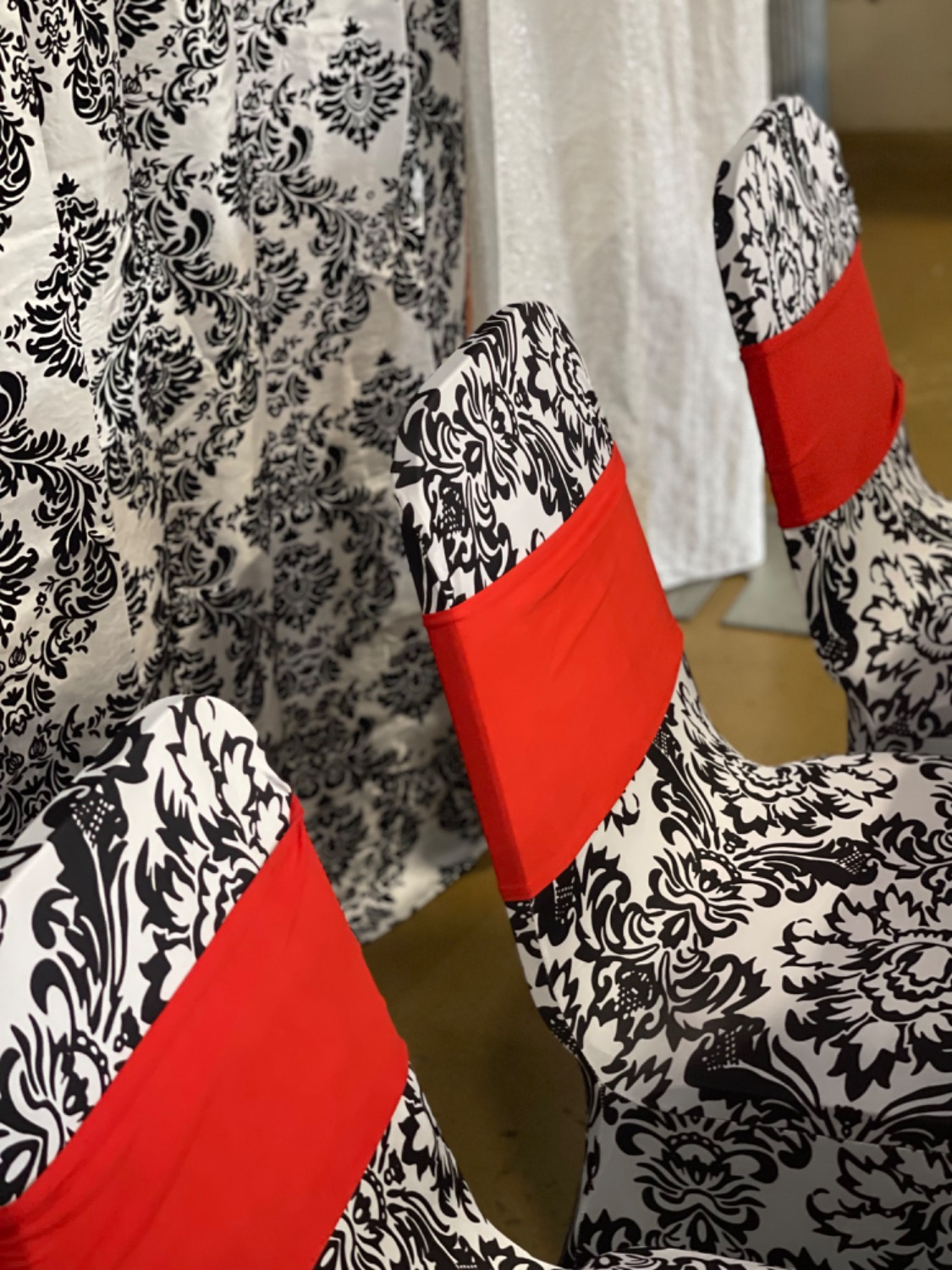 Stretch Spandex Banquet Chair Cover Damask in use