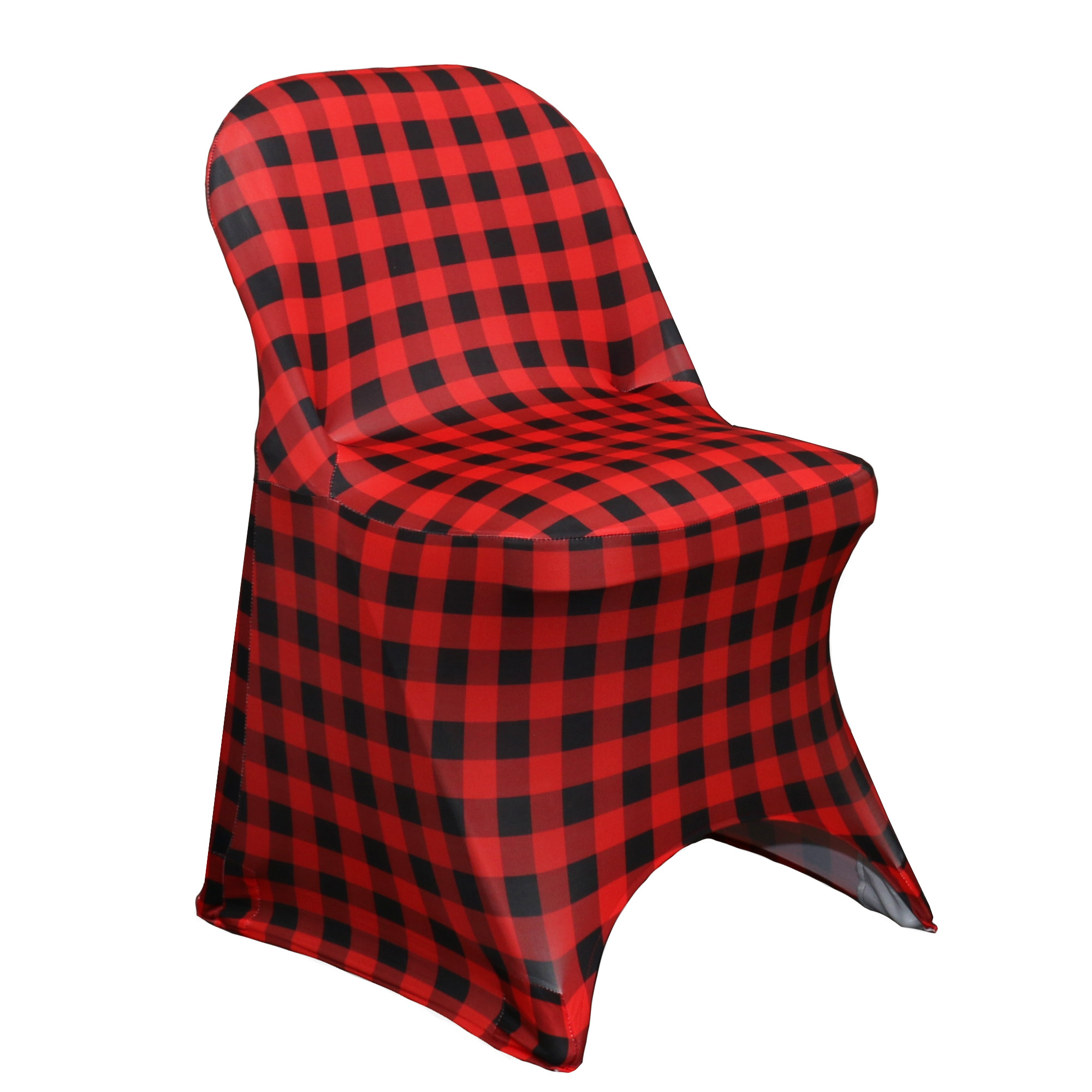 Stretch Spandex Folding Chair Cover Red Buffalo Plaid