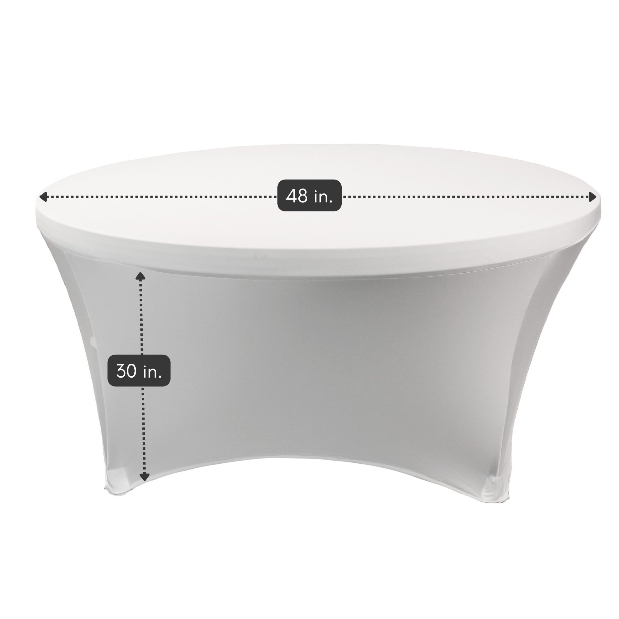 Stretch Spandex 4 ft Round Table Cover White Dimension