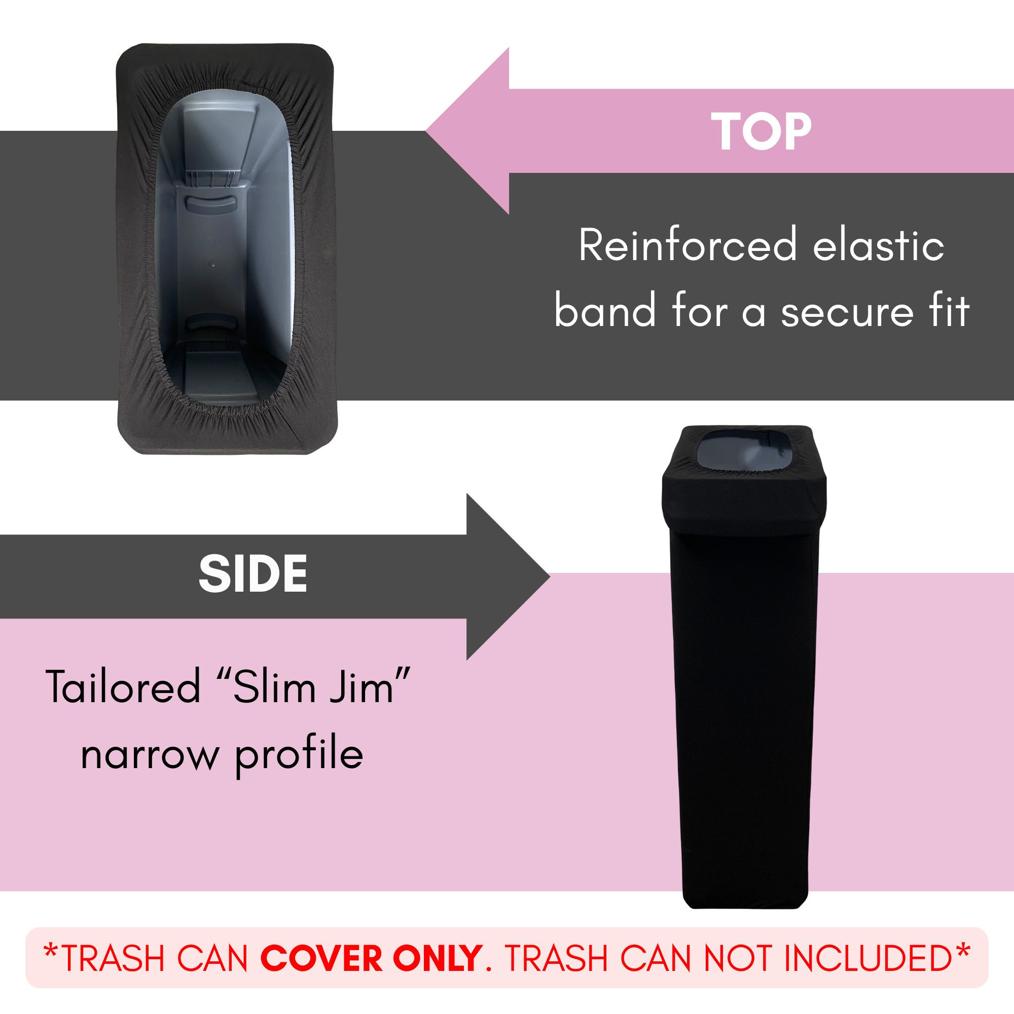 23 Gallon Spandex Slim Jim Narrow Trash Can Cover Black features