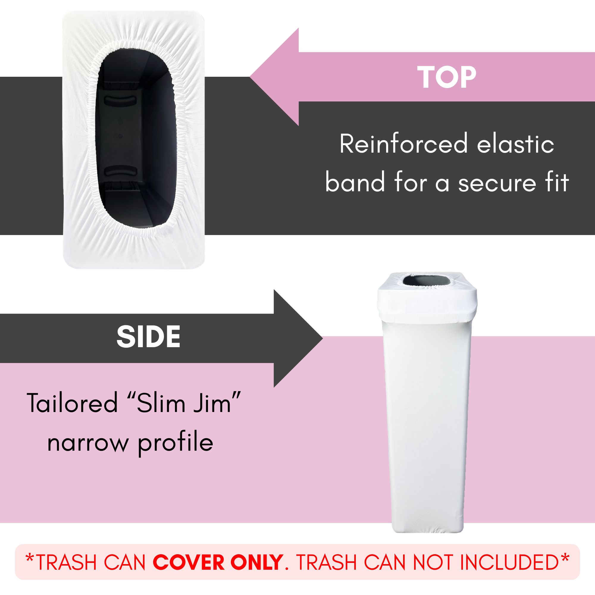 23 Gallon Spandex Slim Jim Narrow Trash Can Cover White features