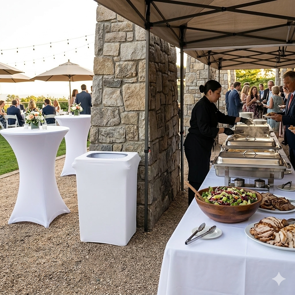 23 Gallon Spandex Slim Jim Narrow Trash Can Cover White lifestyle