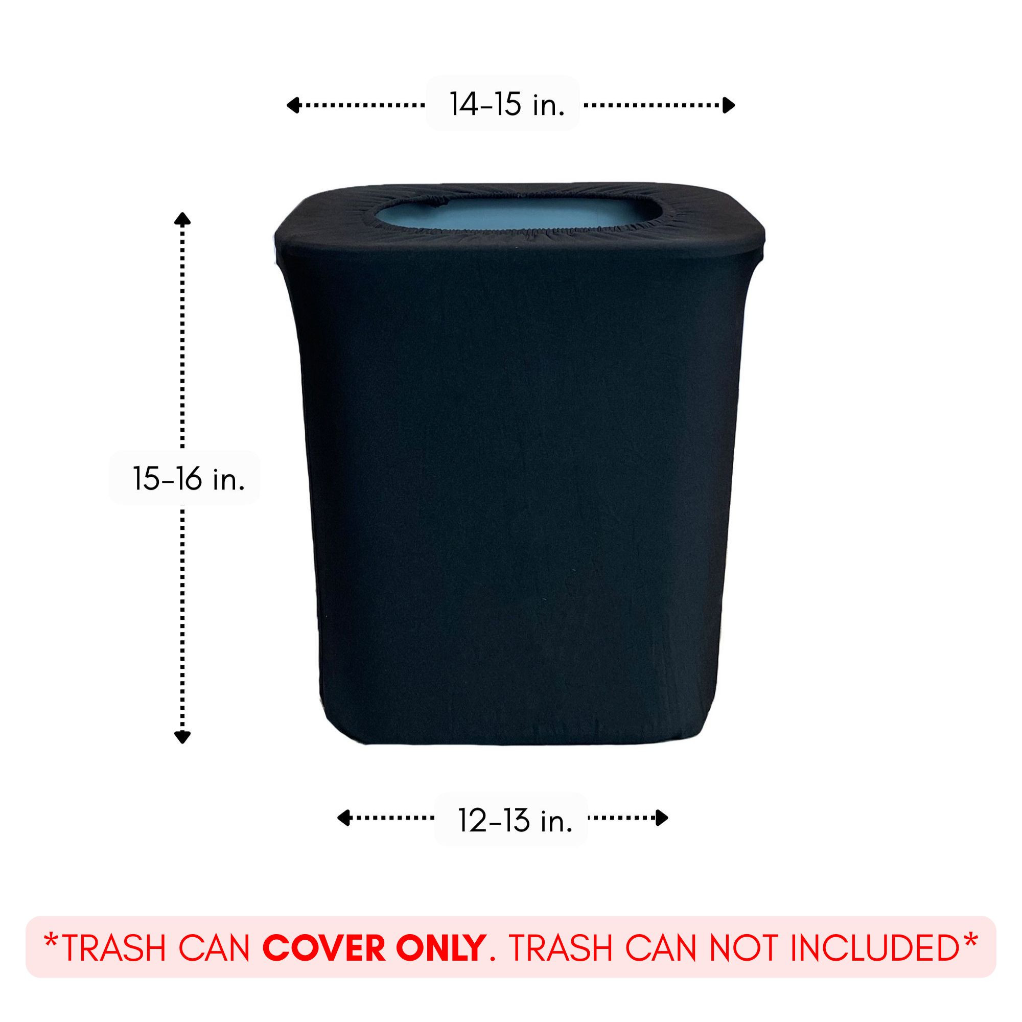 7 Gallon Spandex Office Trash Can Cover Black | YCC Linens