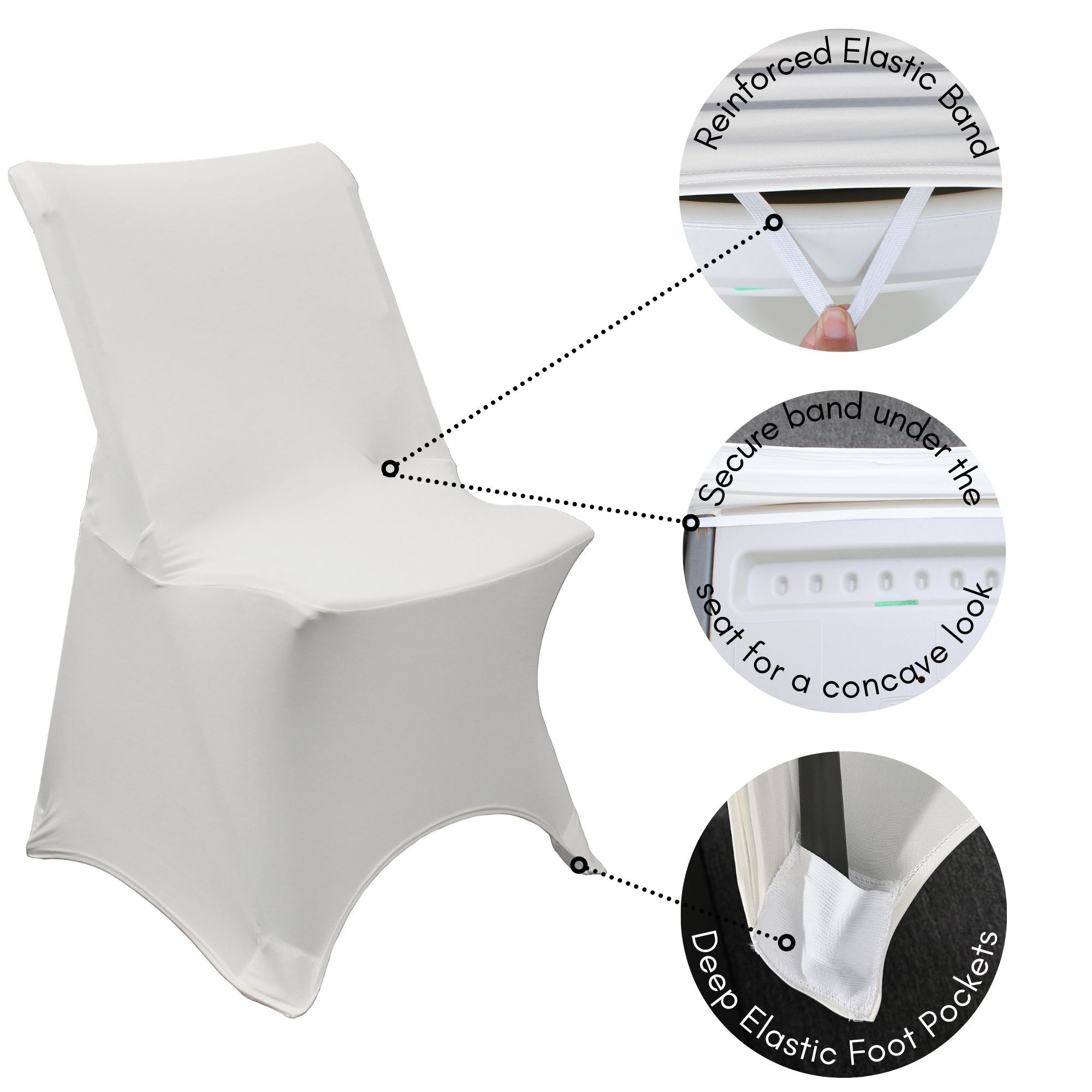 Stretch Spandex Lifetime Folding Chair Cover White features