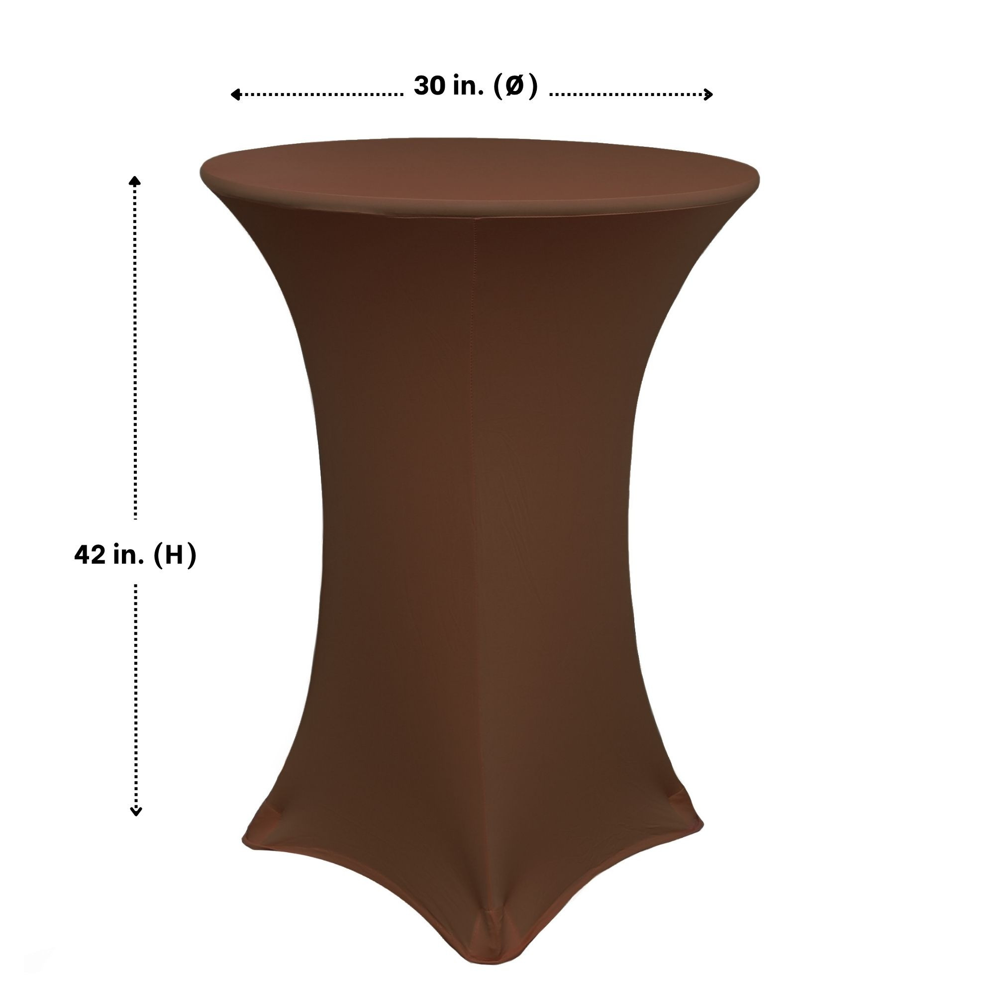 30 inch Highboy Cocktail Round Stretch Spandex Table Covers Chocolate Brown dimensions