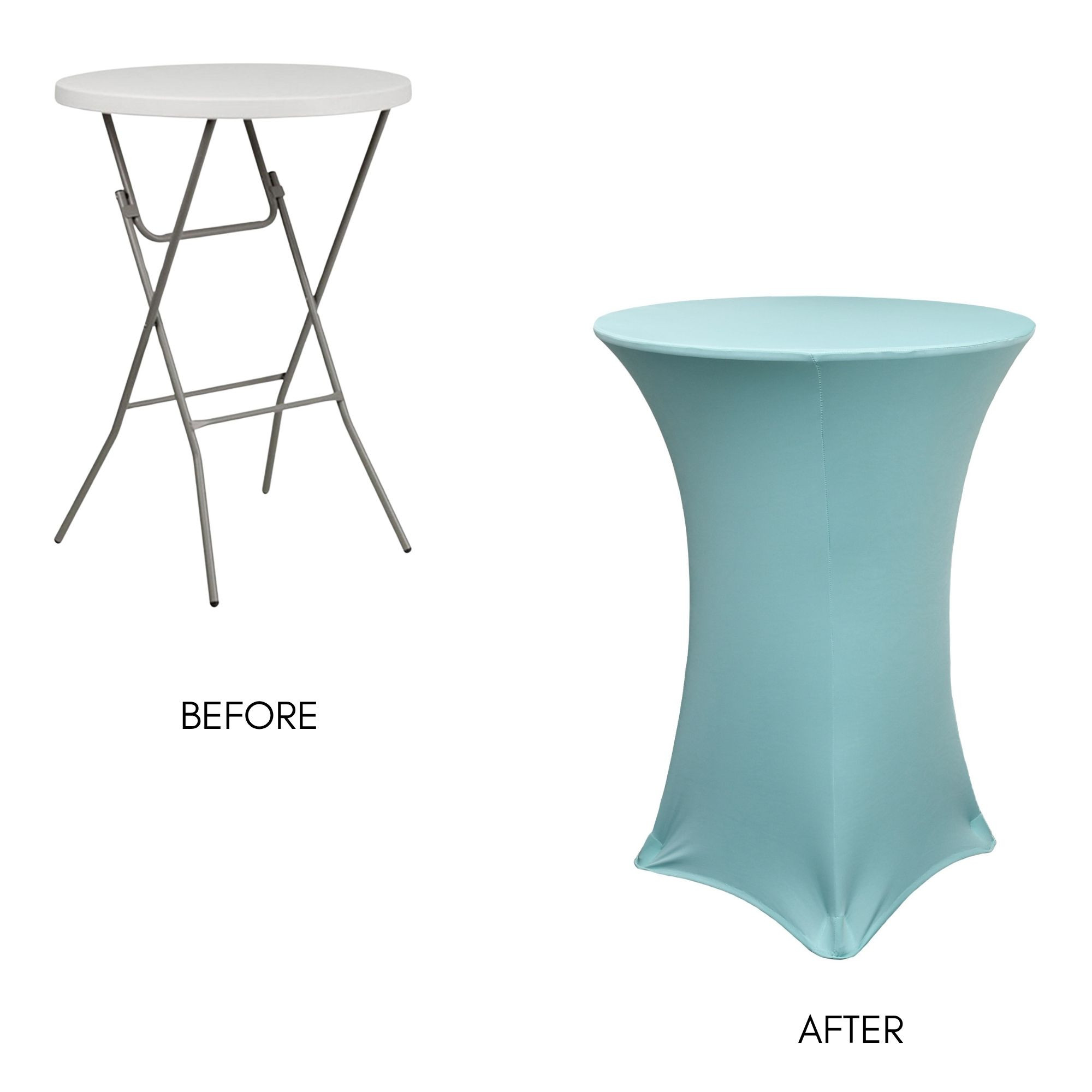 30 Inch Highboy Cocktail Round Stretch Spandex Table Cover Dusty Blue lifetime table