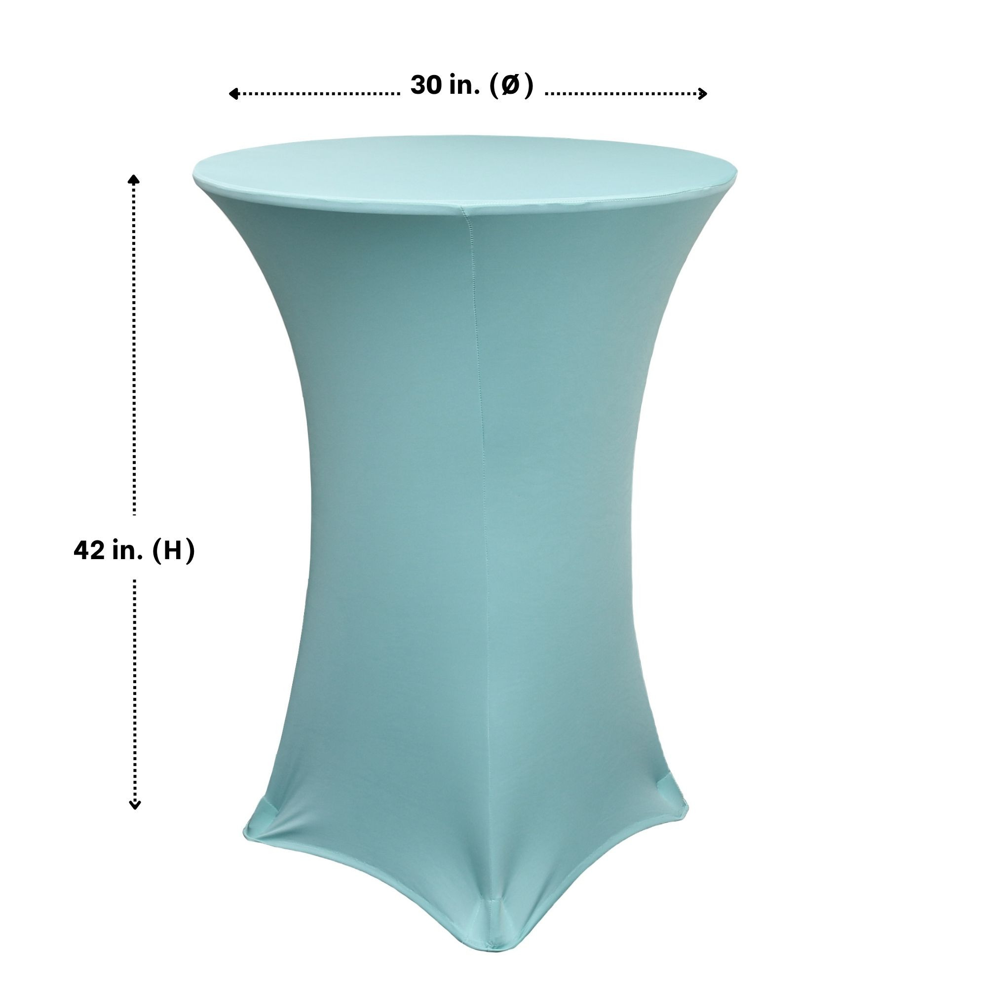 30 Inch Highboy Cocktail Round Stretch Spandex Table Cover Dusty Blue dimensions