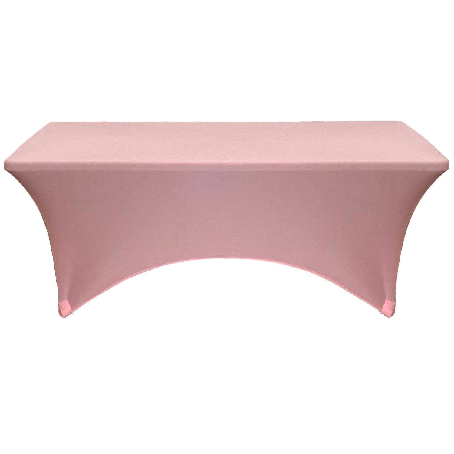Stretch Spandex 8 ft Rectangular Table Cover Dusty Rose Front