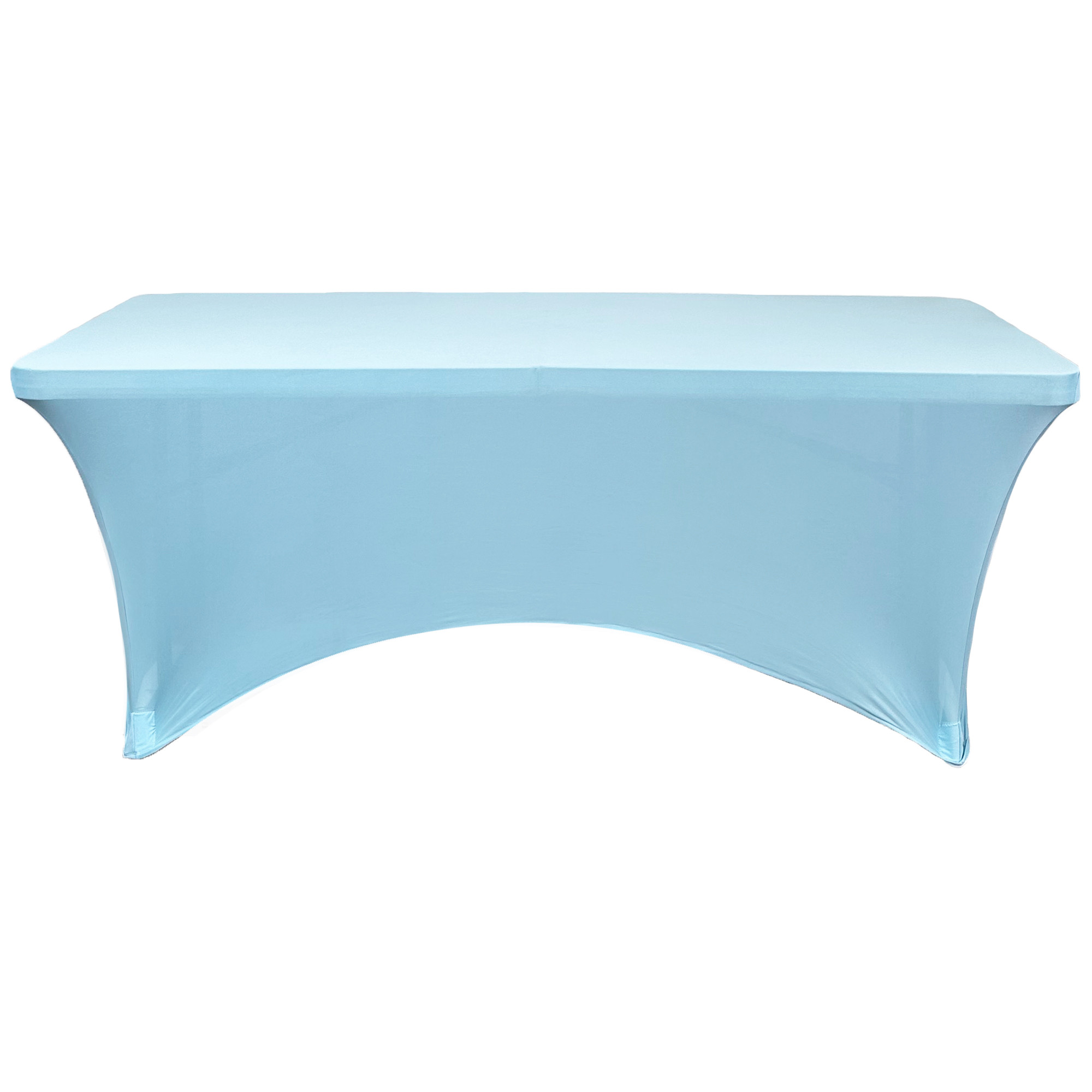 Stretch Spandex 8 ft Rectangular Table Cover Light Blue Front