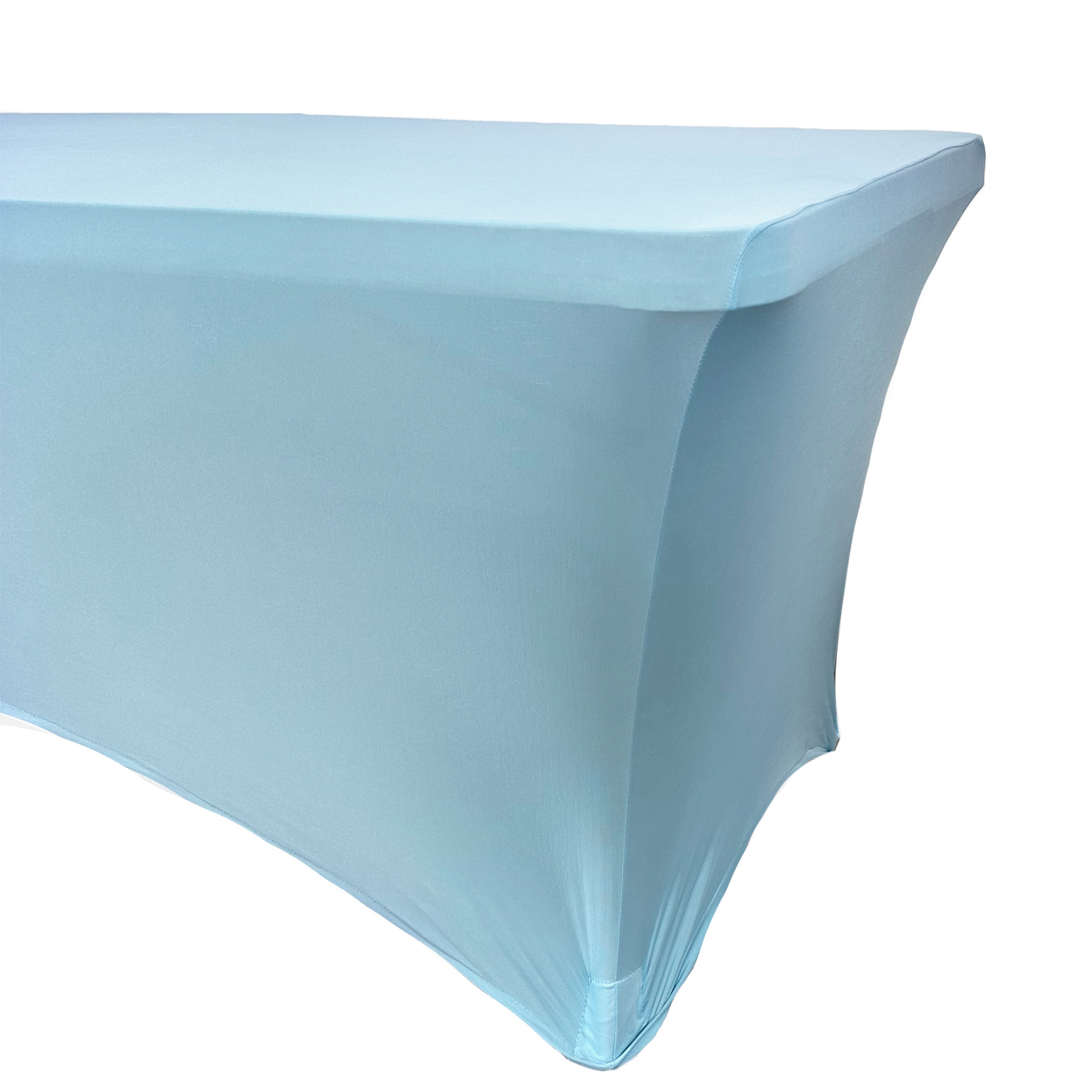 Stretch Spandex 8 ft Rectangular Table Cover Light Blue Side