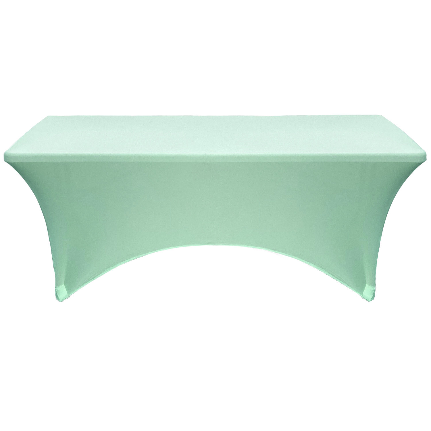  Stretch Spandex 8 ft Rectangular Table Cover Mint Front