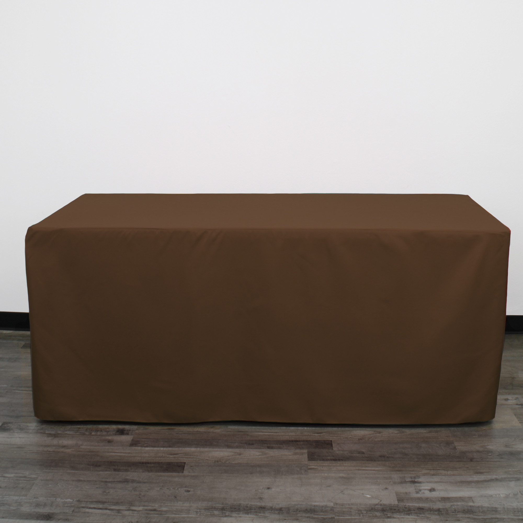 6 ft Fitted Polyester Tablecloth Rectangular Chocolate Brown front