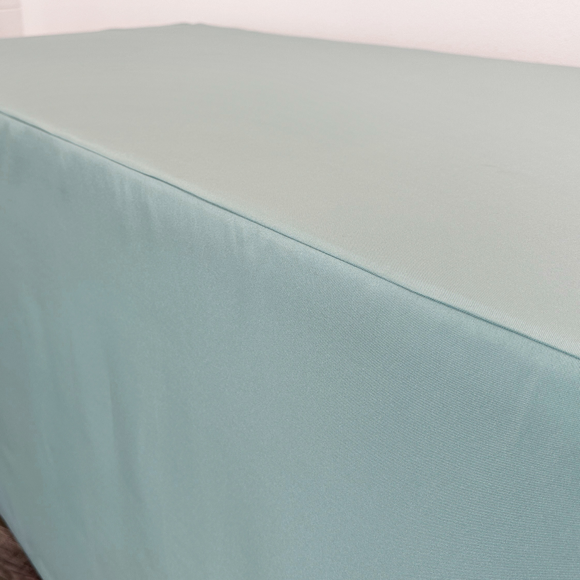 6 ft Fitted Polyester Tablecloth Rectangular Dusty Blue seam