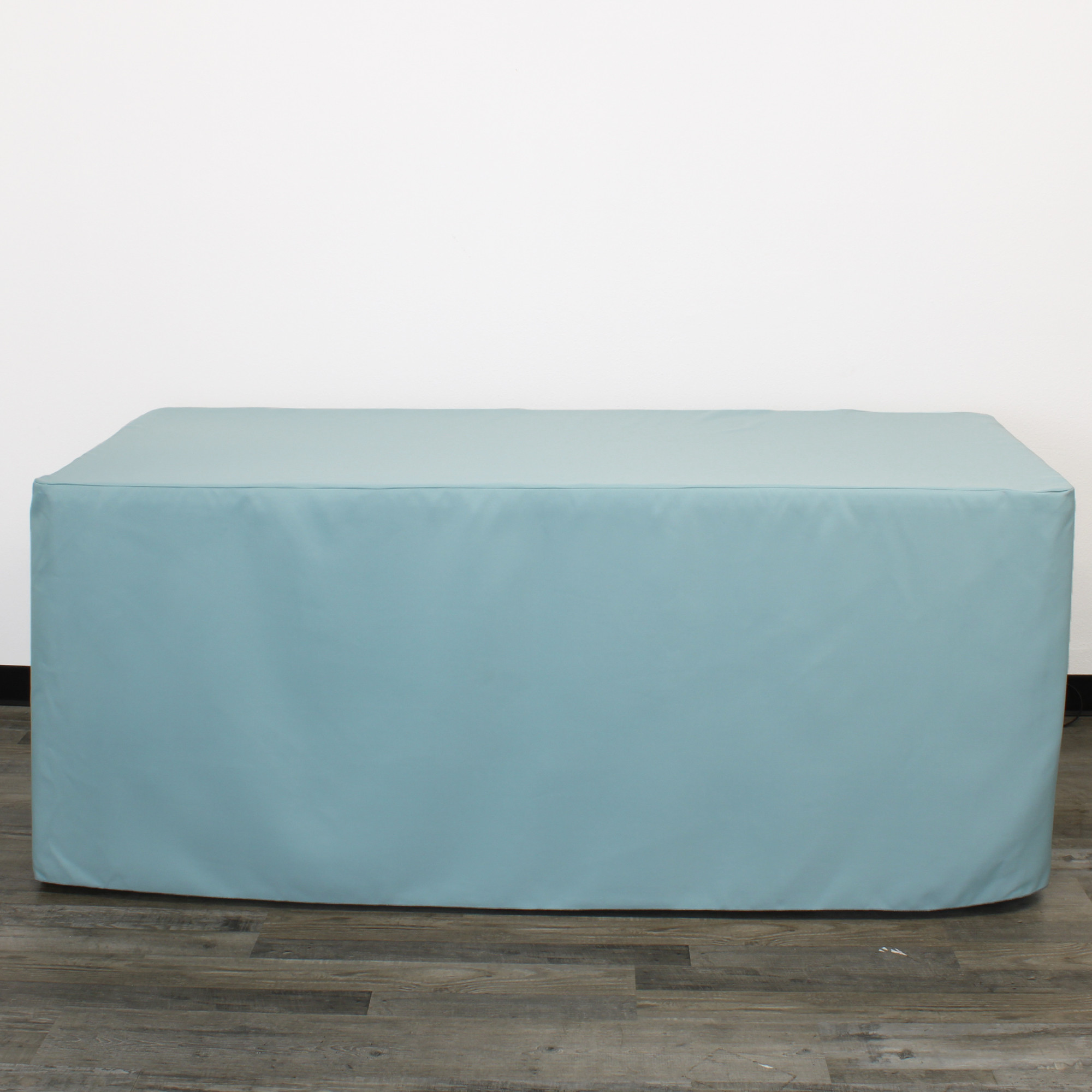 6 ft Fitted Polyester Tablecloth Rectangular Dusty Blue front