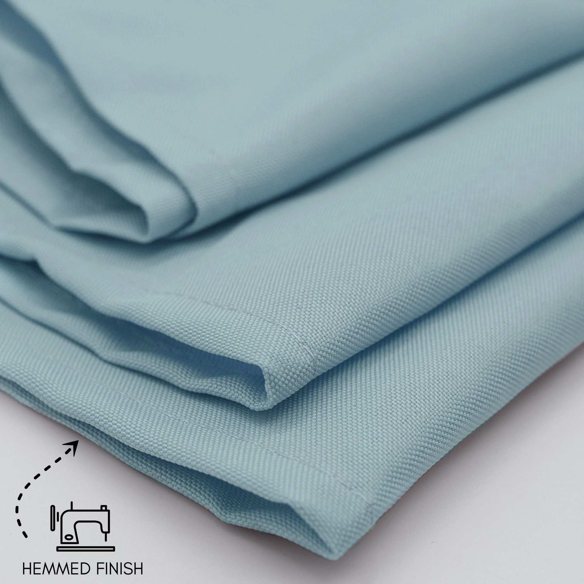 90 x 132 Inch Rectangular Polyester Tablecloth Dusty Blue Hem