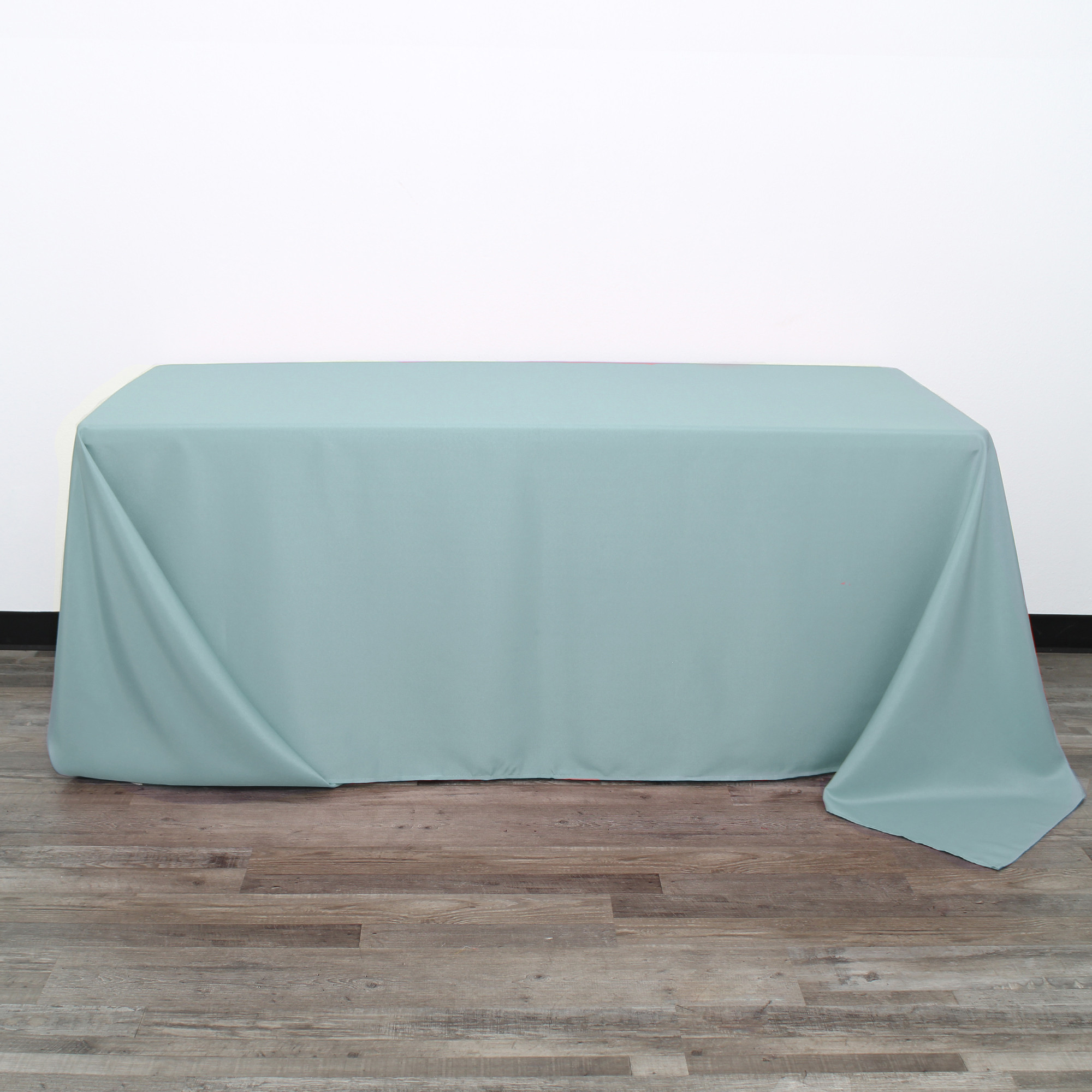 90 x 156 Inch Rectangular Polyester Tablecloth Dusty Blue Front