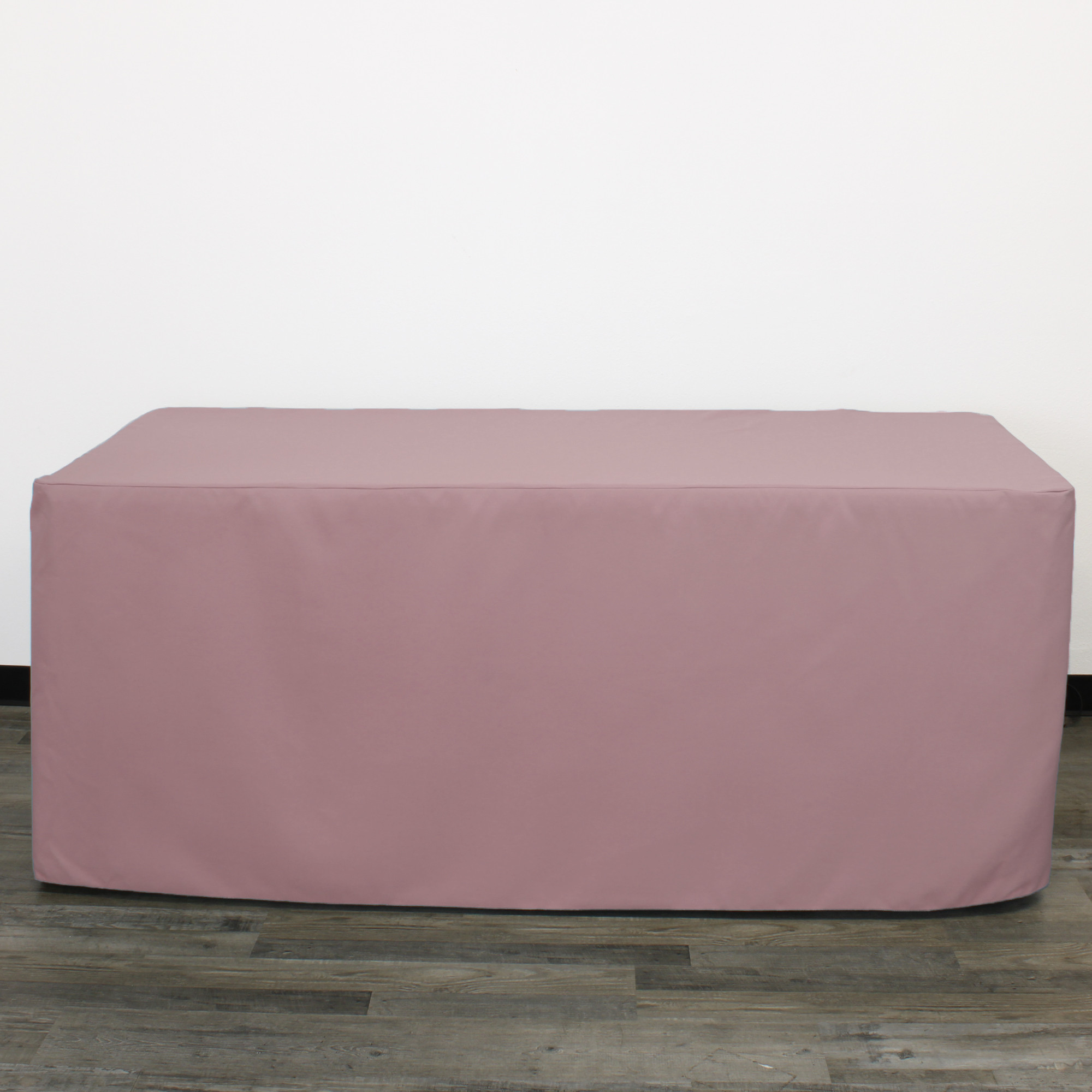6 ft Fitted Polyester Tablecloth Rectangular Dusty Rose front