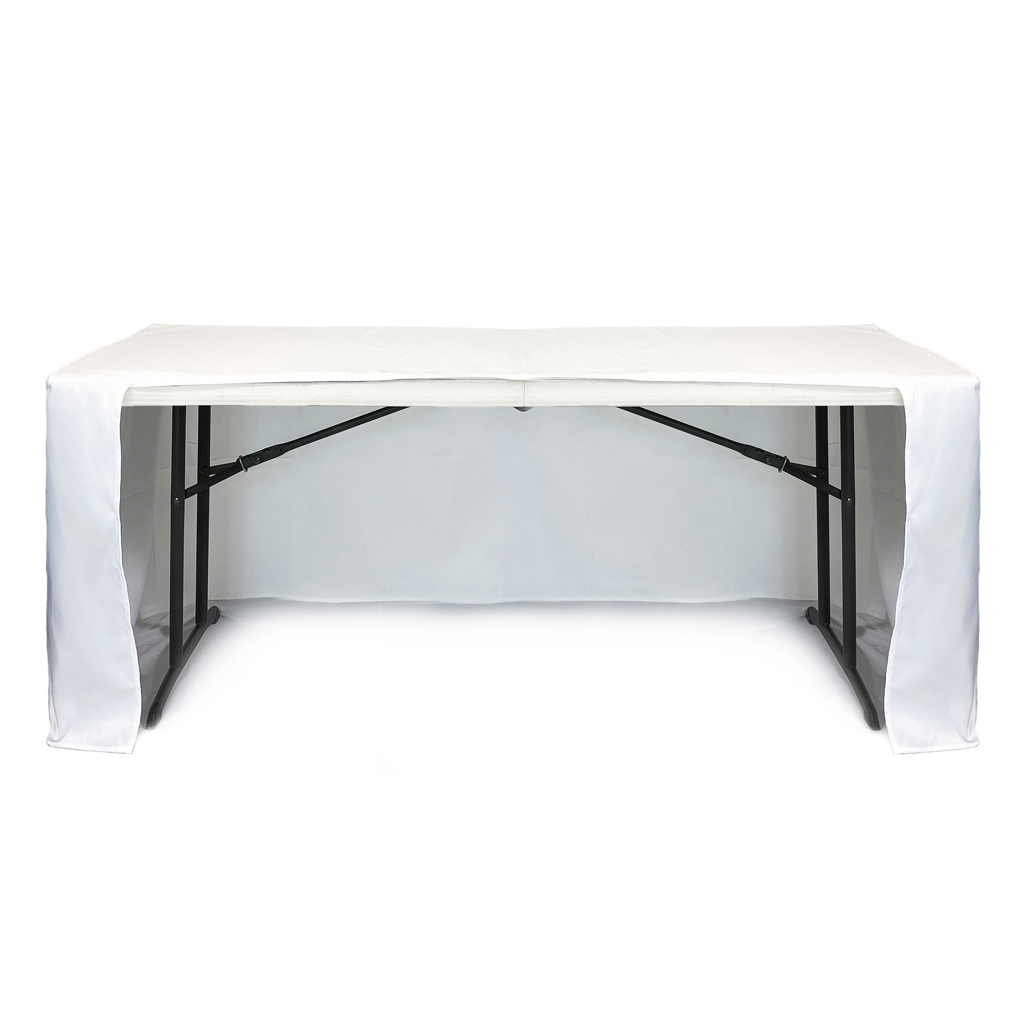 6 ft Fitted Slit Open Back Polyester Rectangular Tablecloth Fully Open White