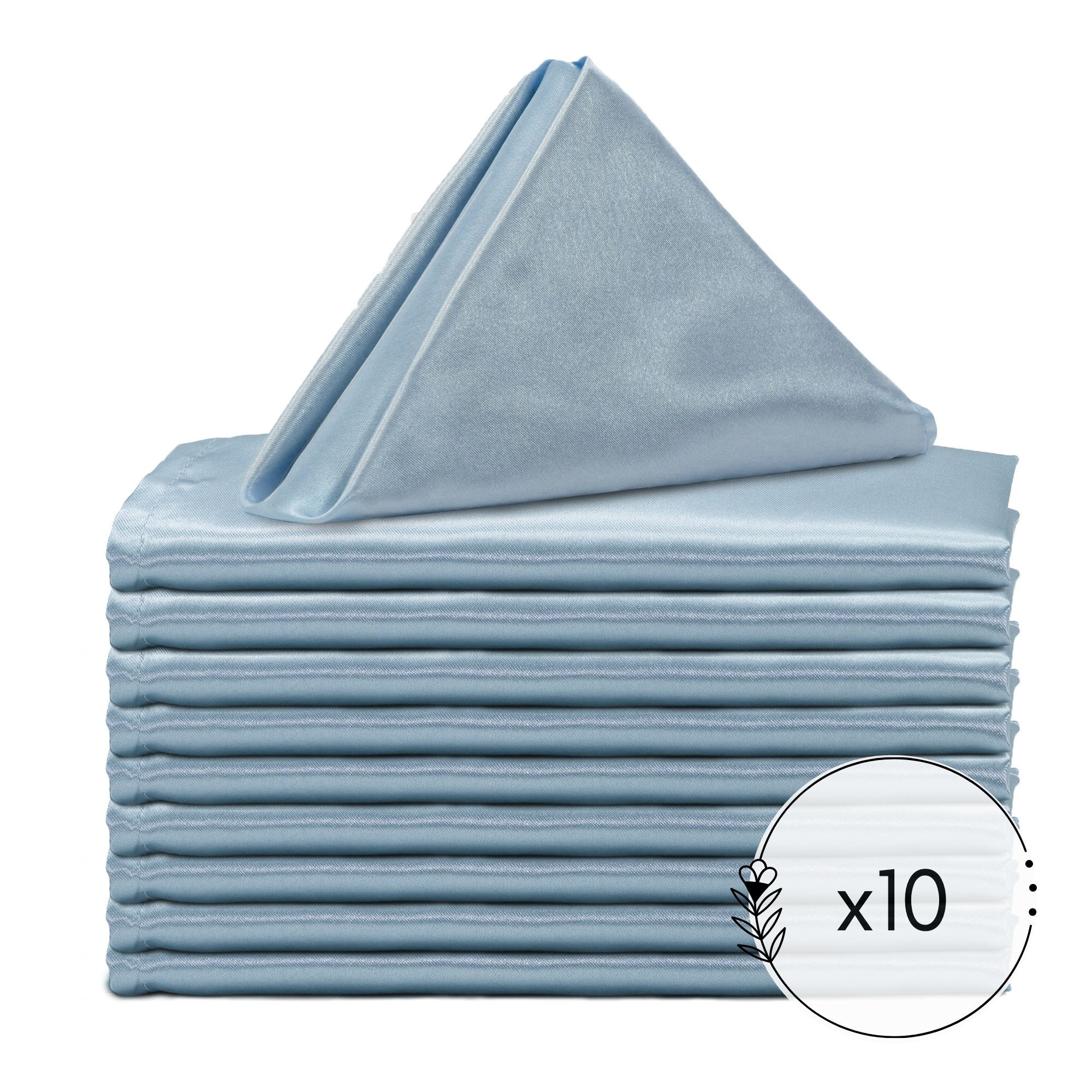 10 Pack 20 Inch Satin Cloth Napkins Dusty Blue