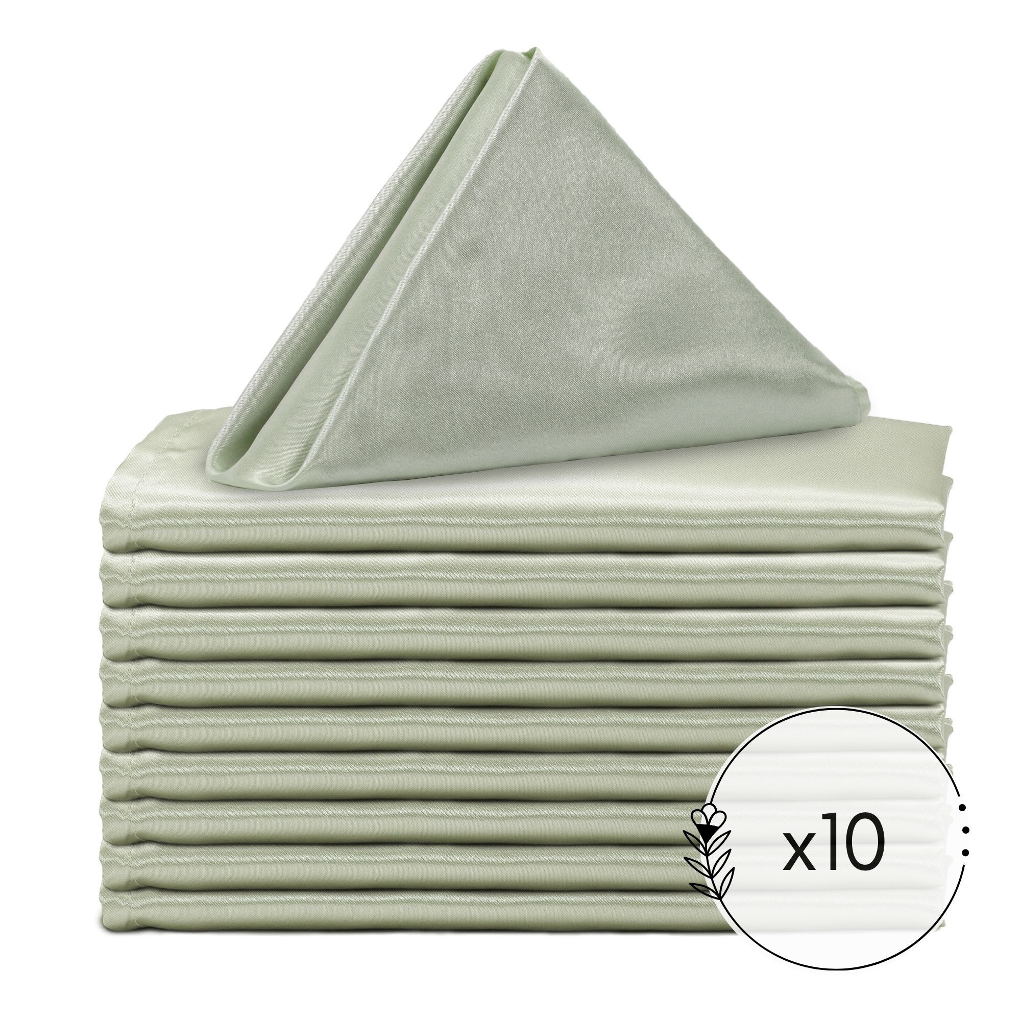 10 Pack 20 Inch Satin Cloth Napkins Sage