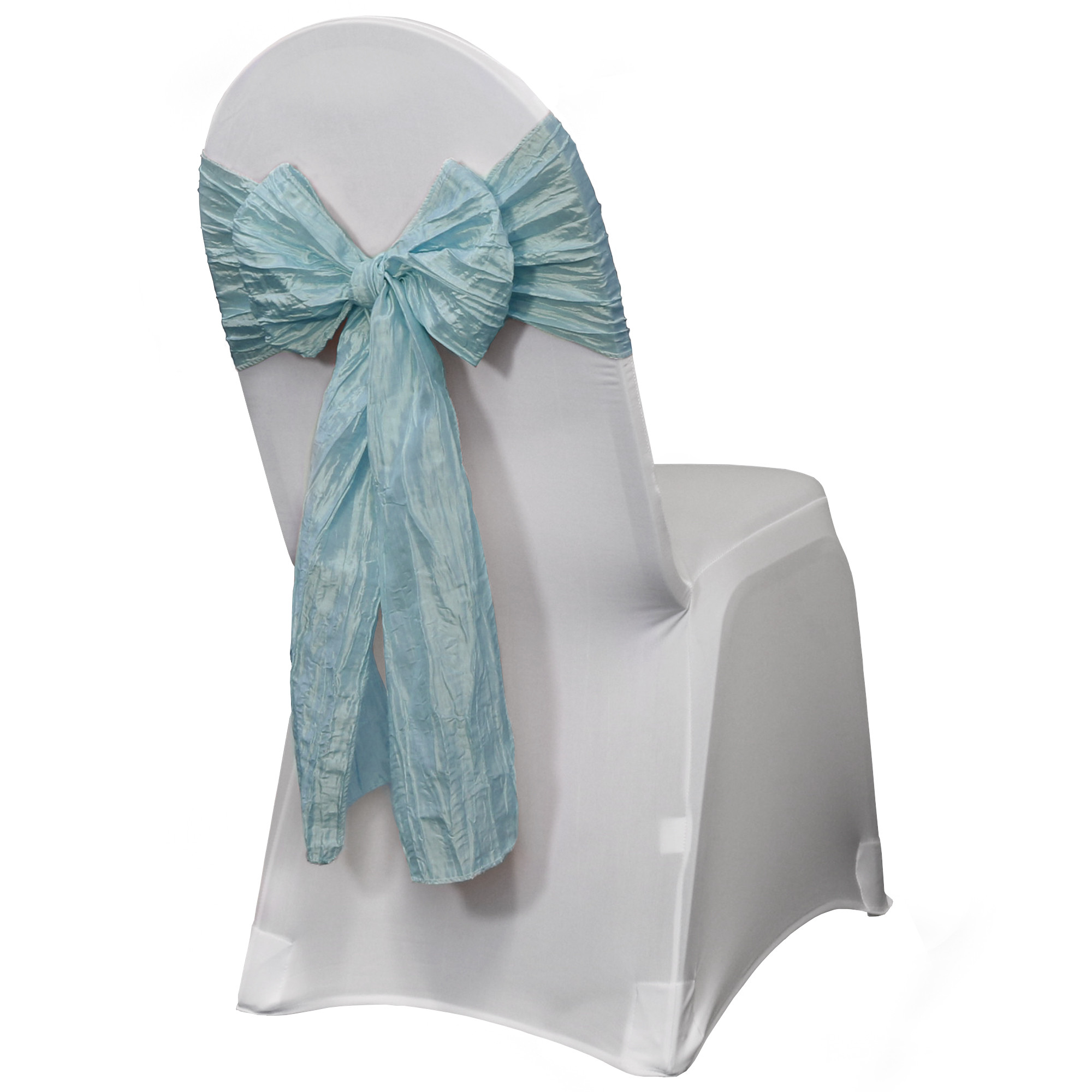 dusty blue crinkle taffeta sashes