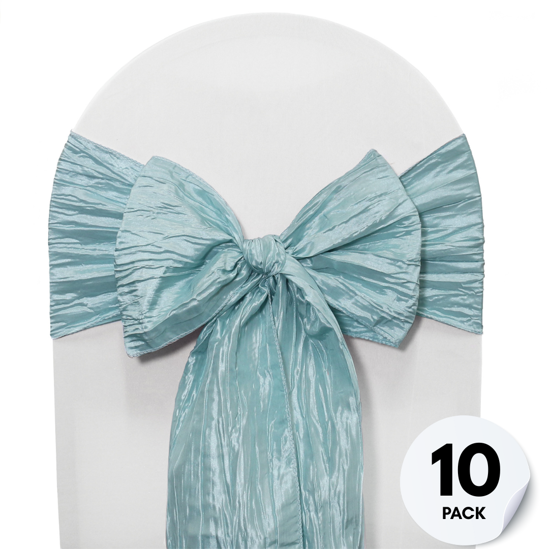 10 Pack Crinkle Taffeta Chair Sashes Dusty Blue