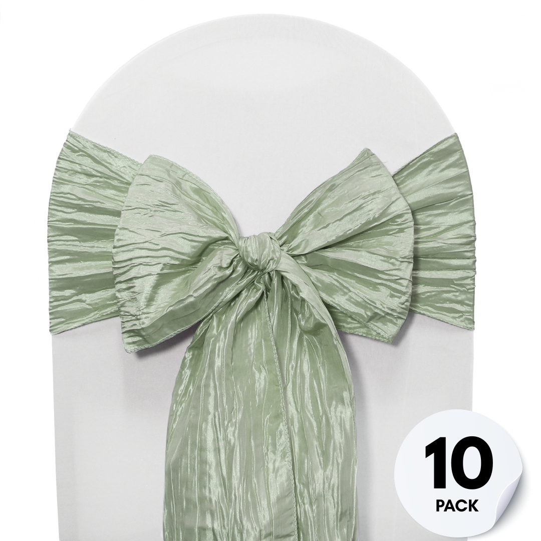 10 Pack Crinkle Taffeta Chair Sashes Sage