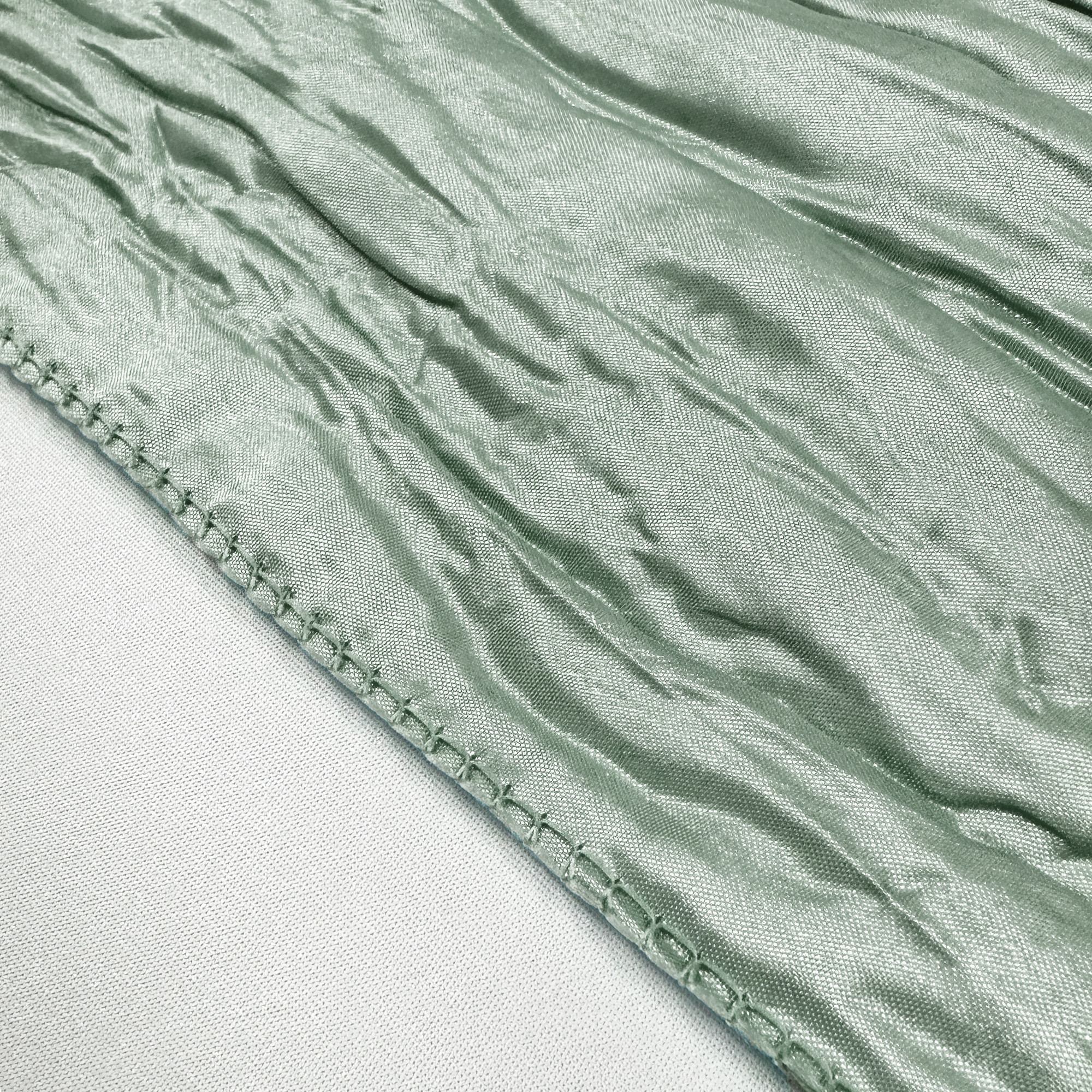 90 x 132 Inch Rectangular Crinkle Taffeta Tablecloth Sage hem