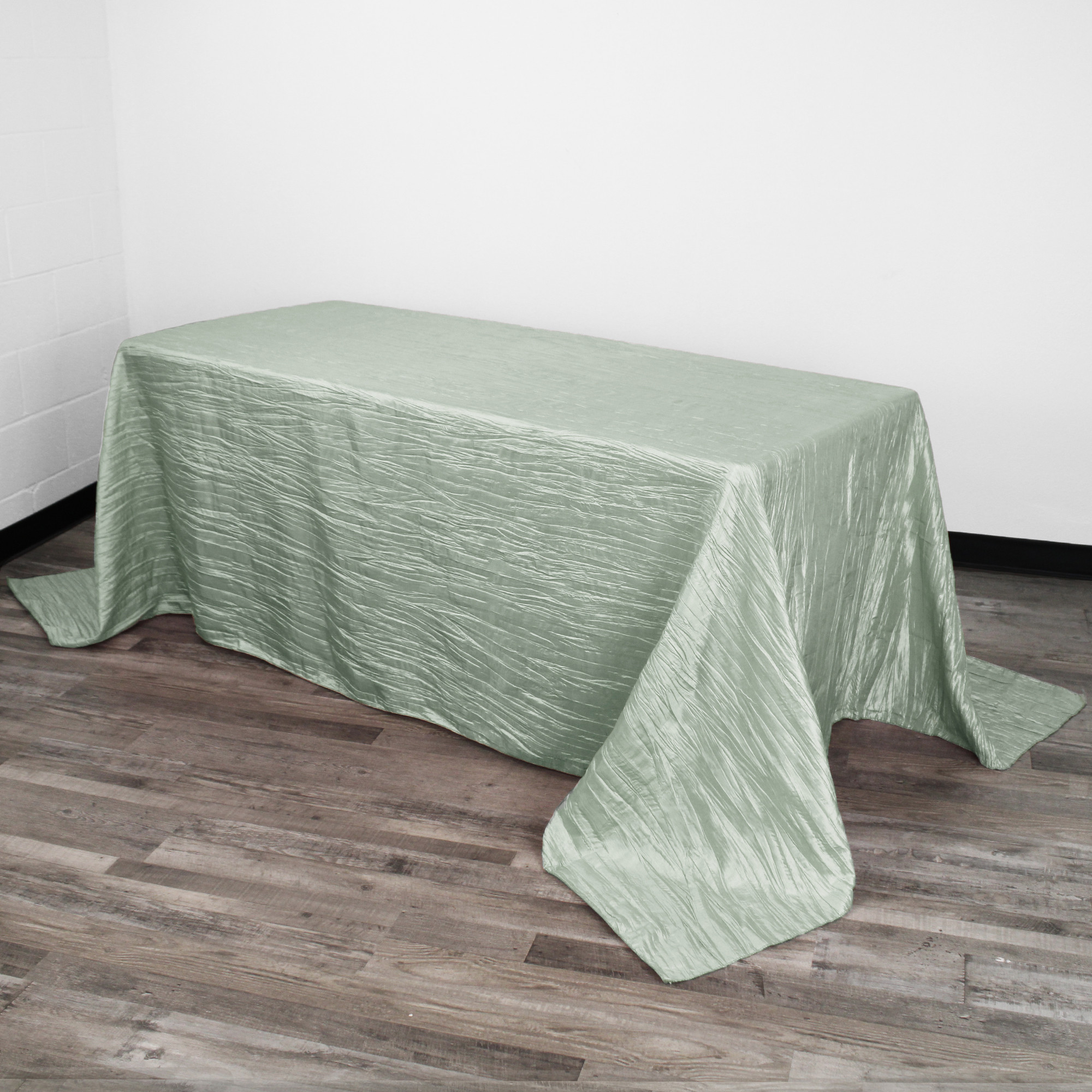 90 x 156 Inch Rectangular Crinkle Taffeta Tablecloth Sage