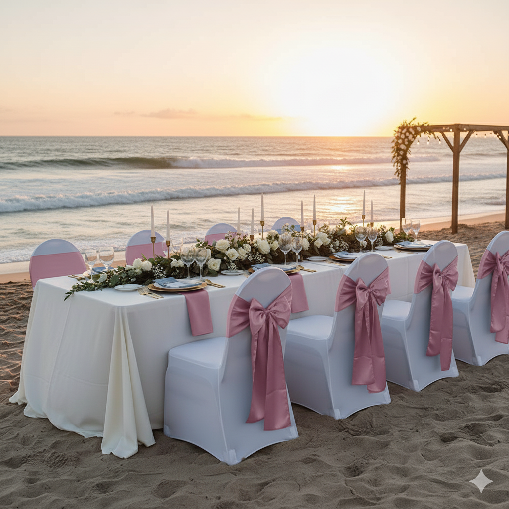 dusty rose chair bows for weddings