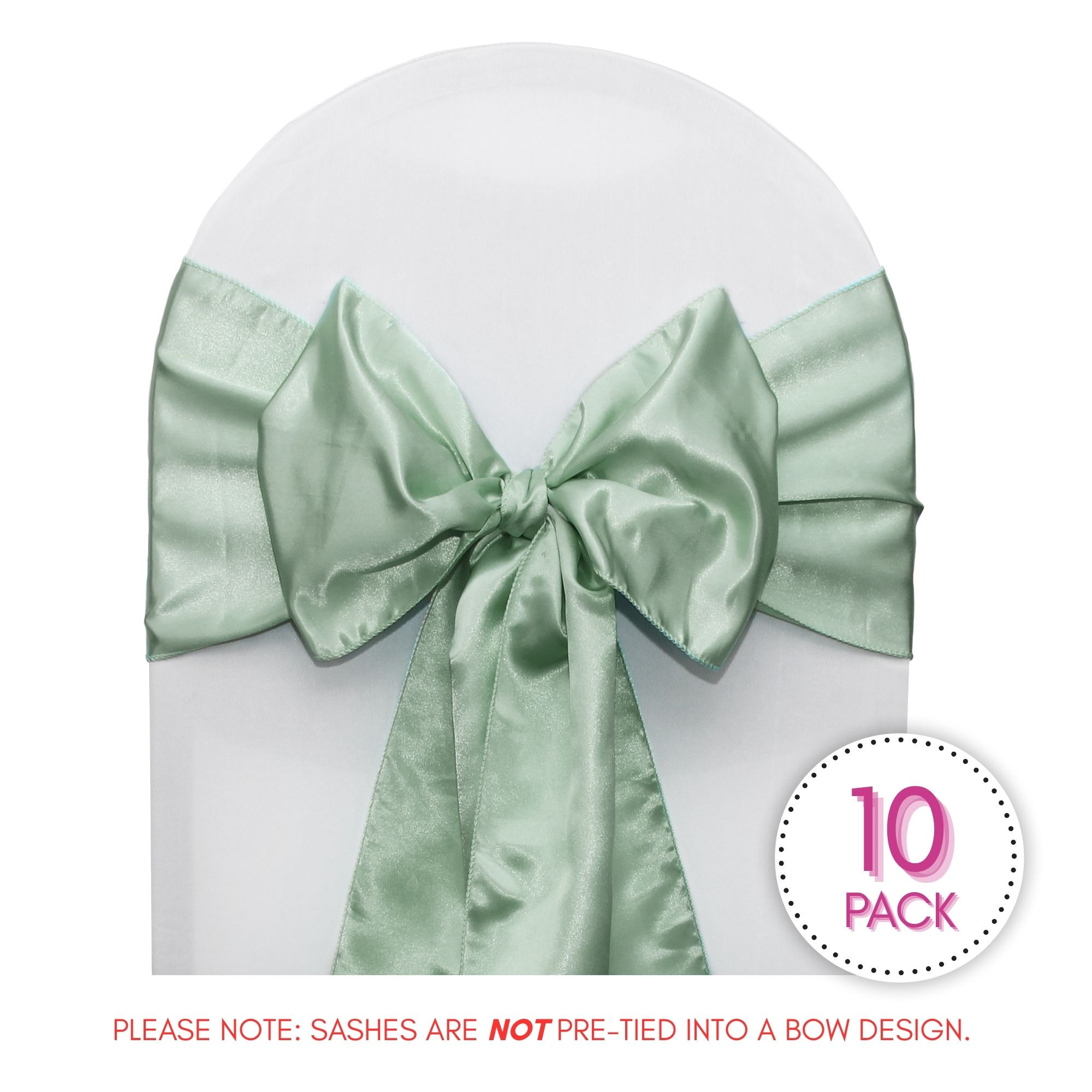 10 Pack Satin Sashes Sage