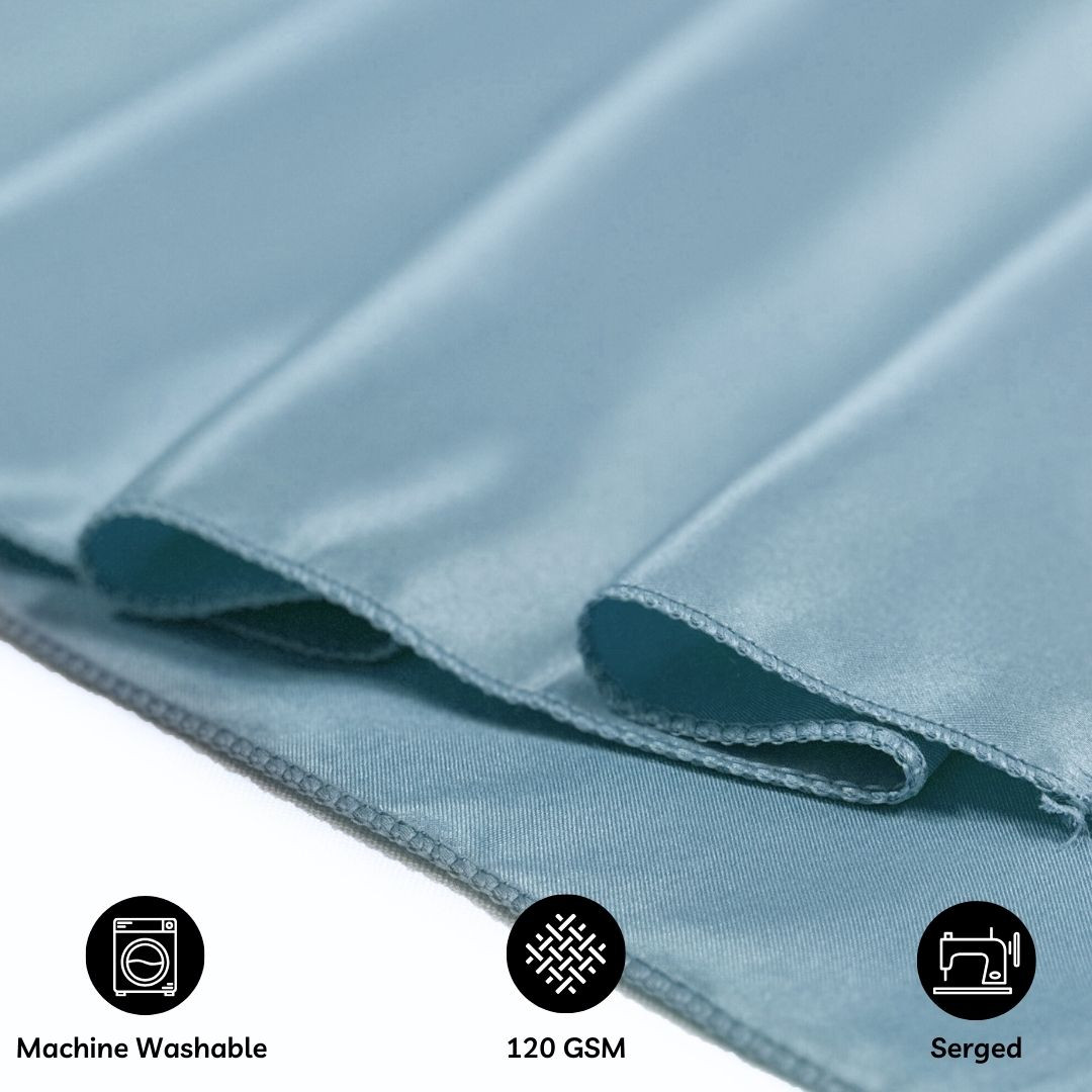 90 x 132 Inch Rectangular L'amour Tablecloth Dusty Blue Hem