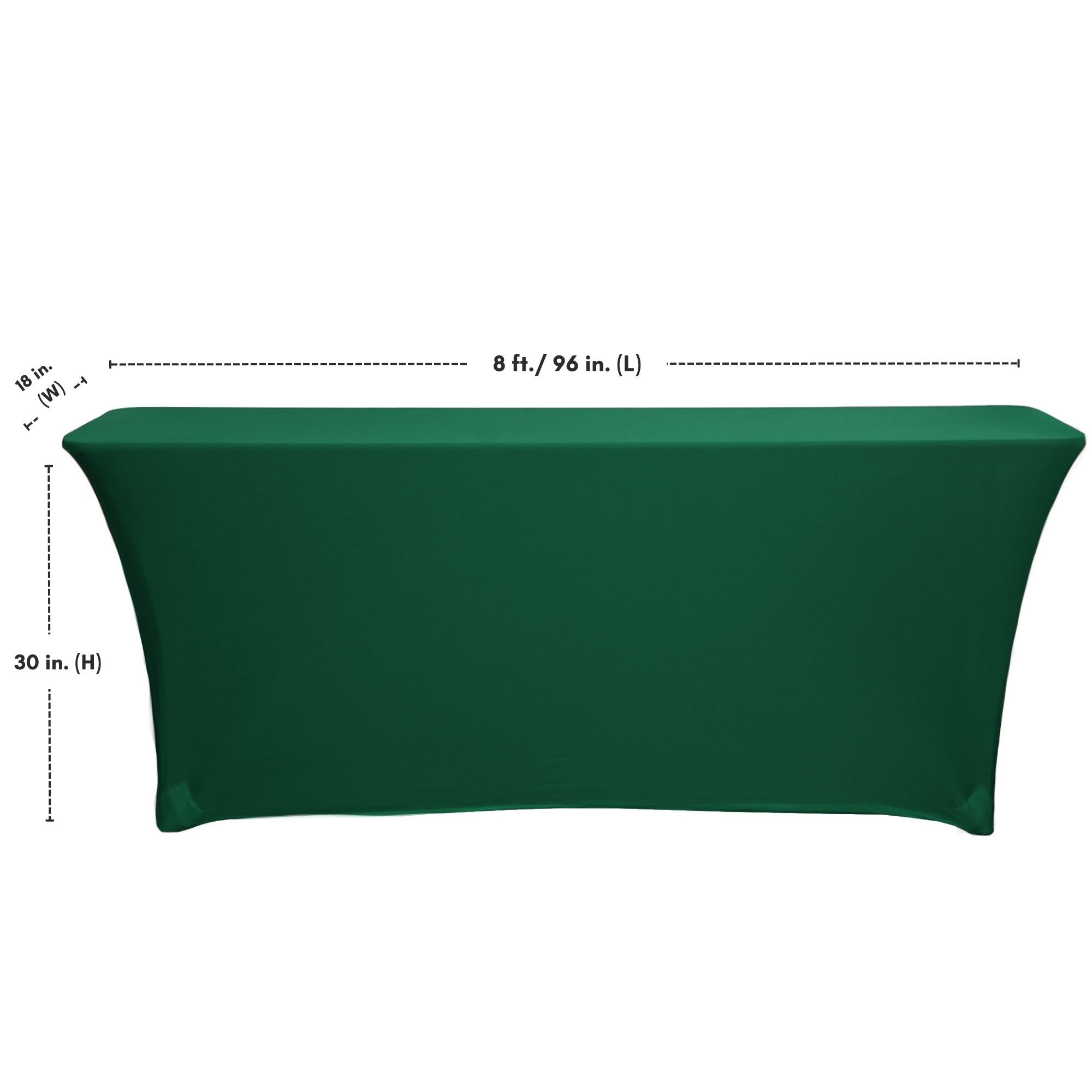 Stretch Spandex 8 ft x 18 Inches Rectangular Classroom Table Cover Hunter Green measurements