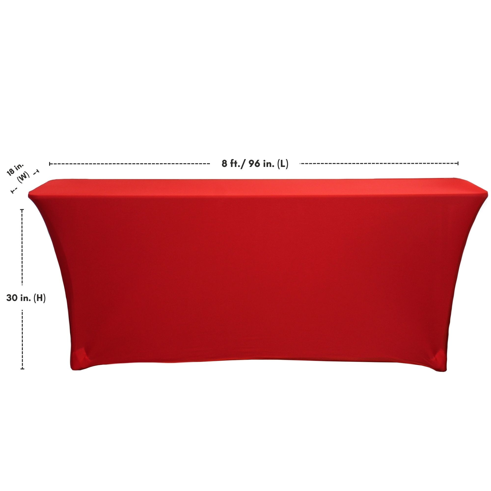Stretch Spandex 8 ft x 18 Inches Rectangular Classroom Table Cover Red measurements
