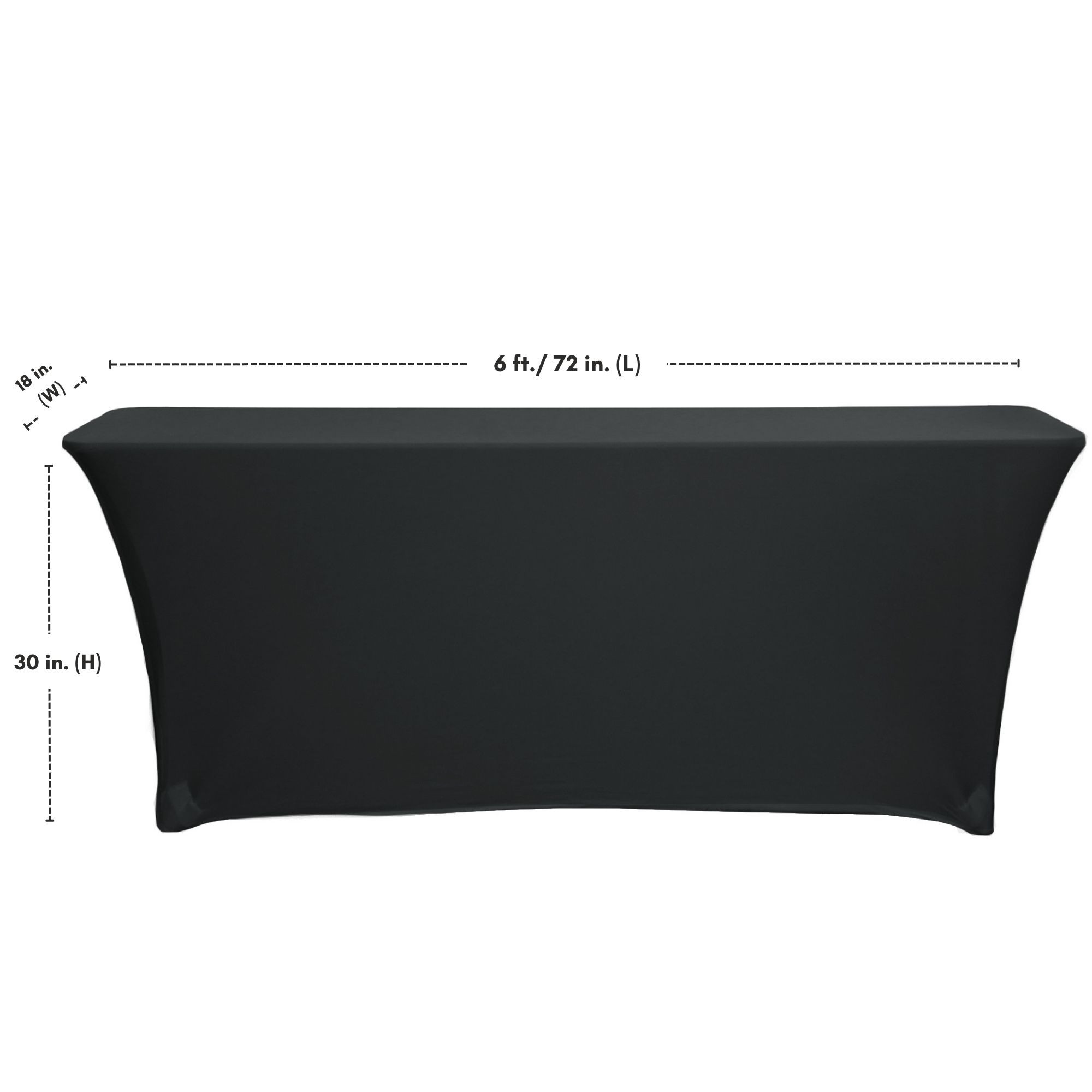 Stretch Spandex 6 ft x 18 Inches Classroom Rectangular Table Cover Black measurements